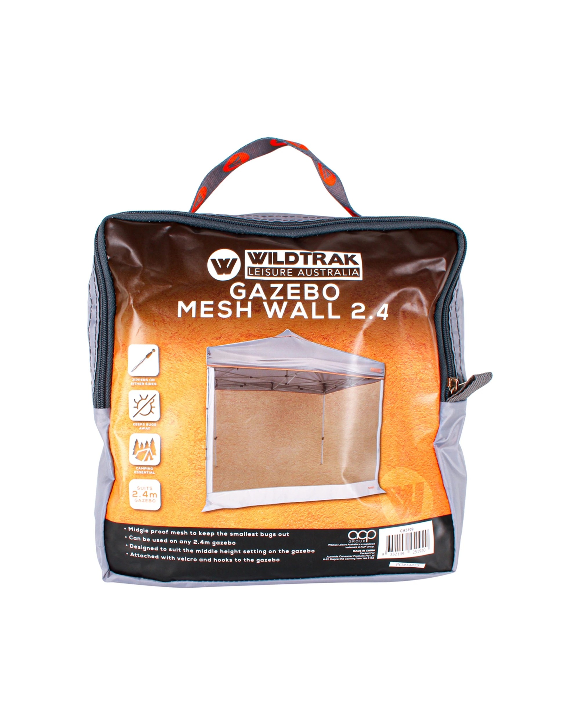 1 Wildtrak Mesh Wall 2.4 With Zipper For 2.4m Gazebo Midge Proof Polyester - Grey, 1 of 3
