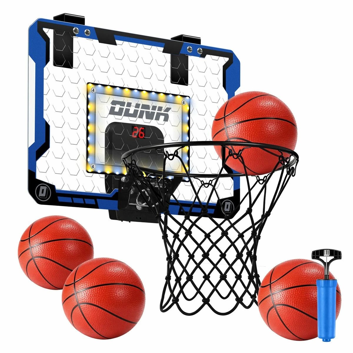 1 Ausway Mini Basketball Hoop Over the Door Goal Ring Backboard System Net LED Scoreboard Indoor Sports, 1 of 1