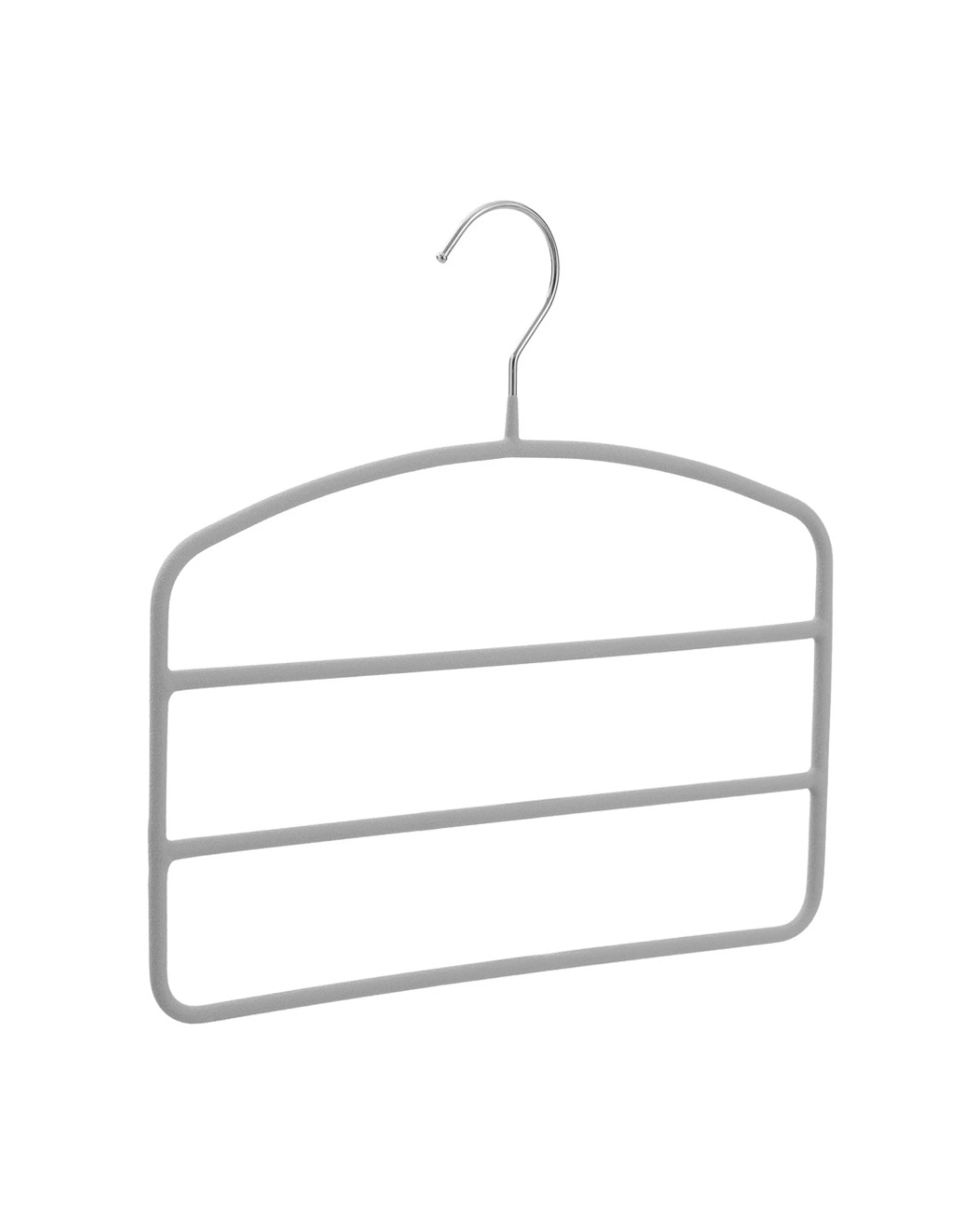 4 Boxsweden 6pc Hangit Suede 3 Tier Trouser Wardrobe Clothes Hanger Organiser - Grey, 4 of 5
