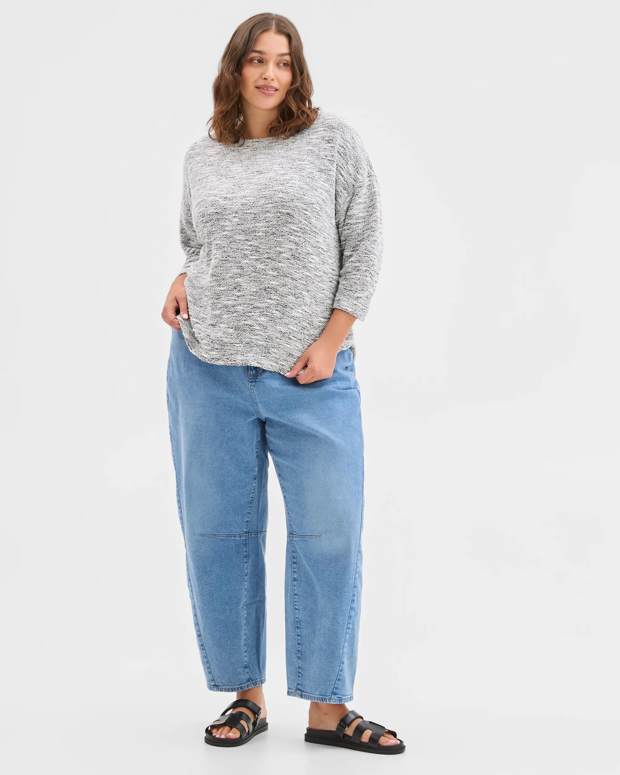 1 Target Curve Plus Size Australian Cotton Blend Curved Hem Textured Top CLOUD DANCER/COCONUT TWIST, 1 of 6