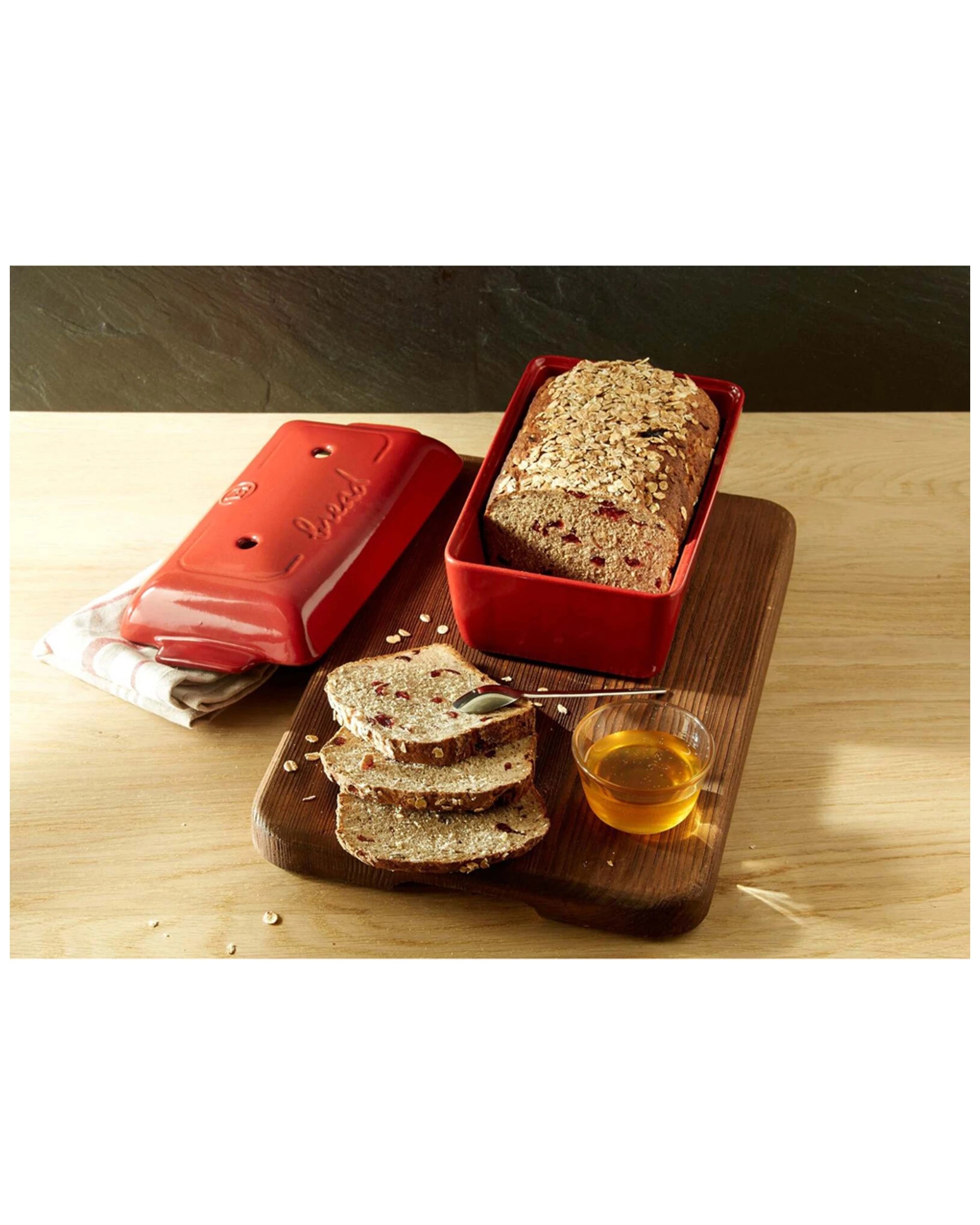 3 Emile Henry 24cm Ceramic Bread Loaf Baker Dish W/ Lid Tray Rectangle Charcoal - Charcoal, 3 of 5