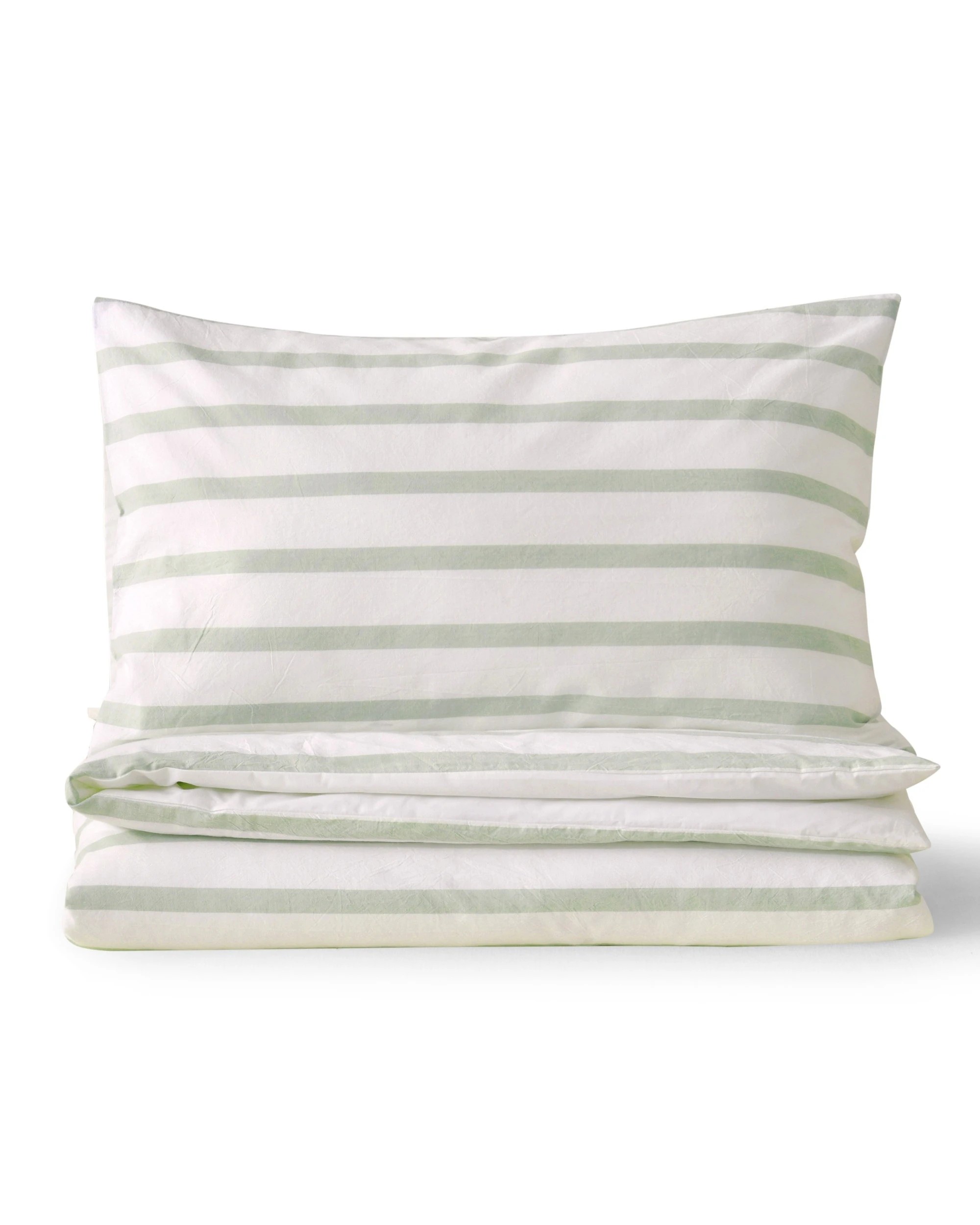 2 Dreamaker Baby Bask Washed Cotton Yarn Dyed Stripe Quilt Cover Set - COT Size - Sage, 2 of 7