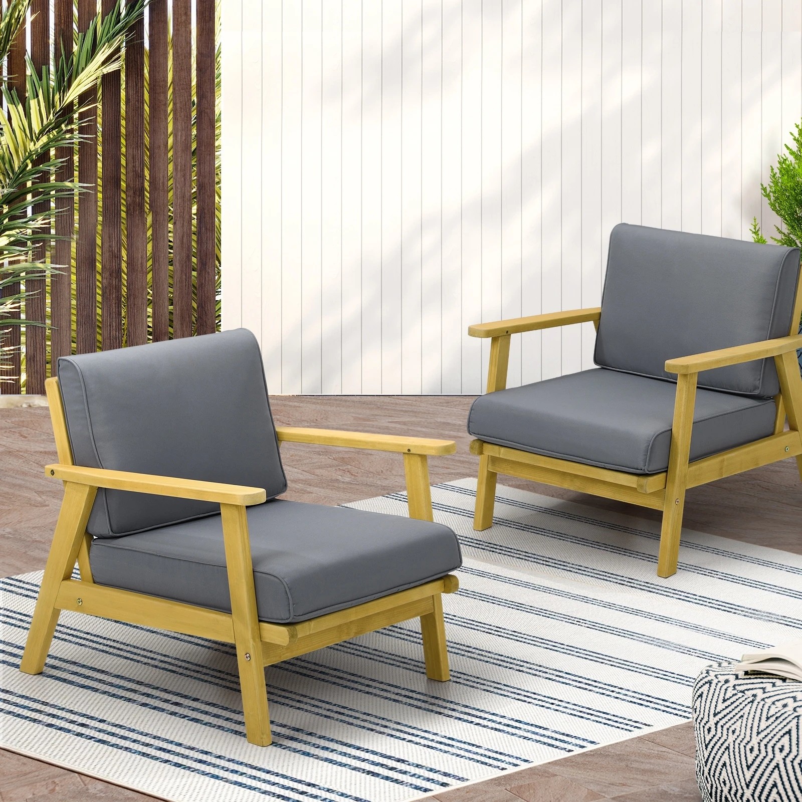 10 Livsip 2pcs Outdoor Armchair Furniture Lounge Wooden Chair Patio Garden Sofa Set
 - Multi, 10 of 10