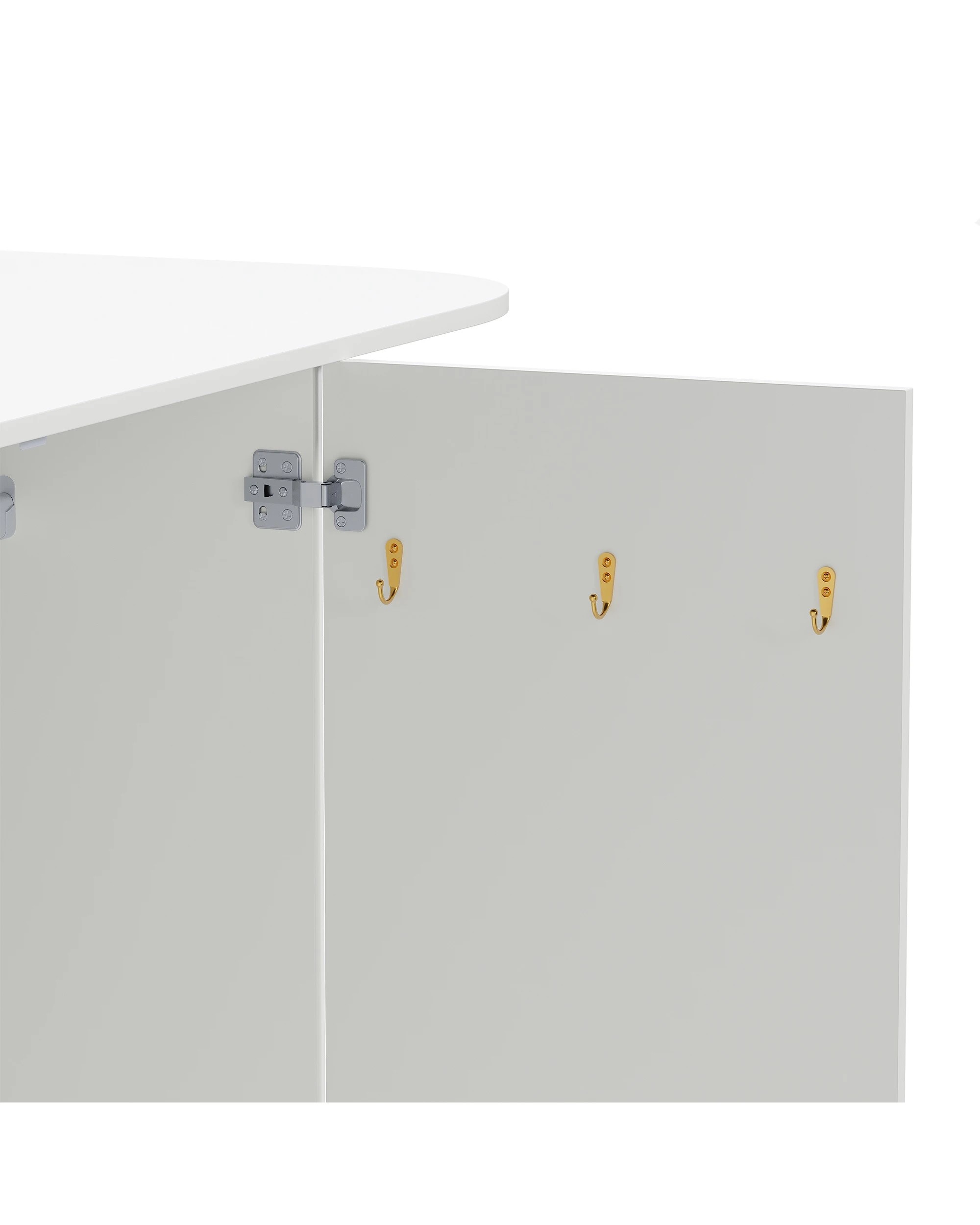4 Advwin 3 Doors Armoire Wardrobe Closet with Mirror & Sensor Light - White, 4 of 9