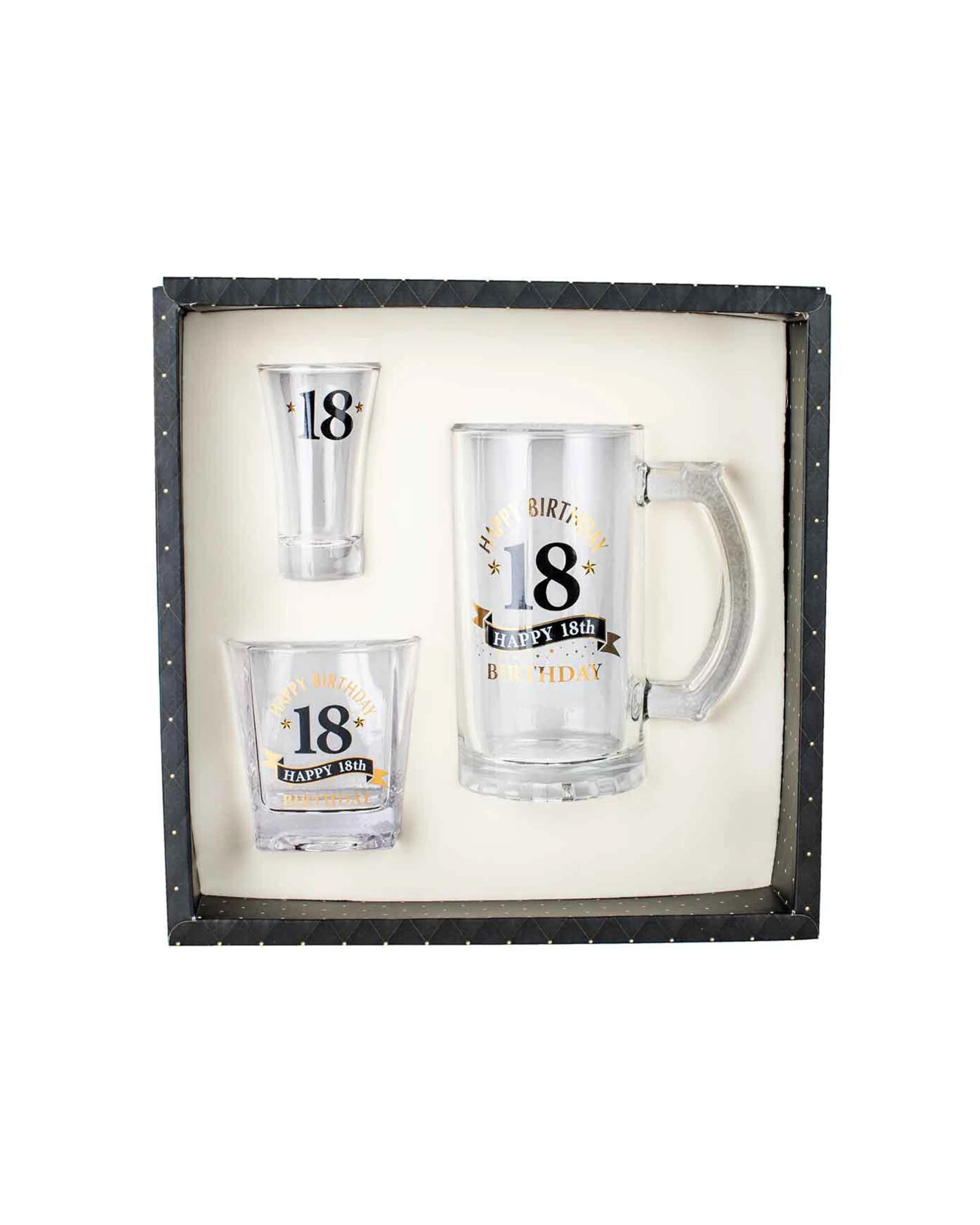 2 LMD 3pc 18th Birthday Beer Stein Whisky Shot Glasses Set Clear - Clear, 2 of 2
