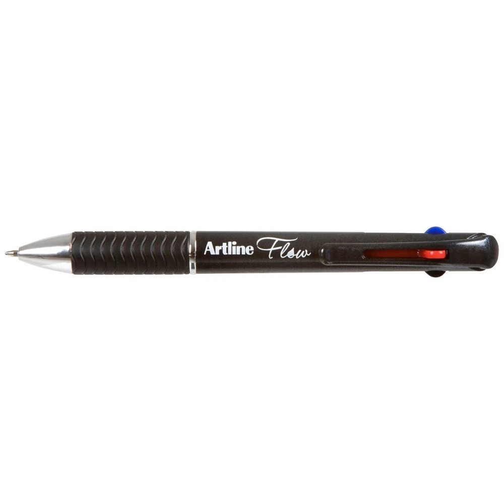 1 Artline Flow 4 Colour Retractable Ballpoint Pen Charcoal, 1 of 2