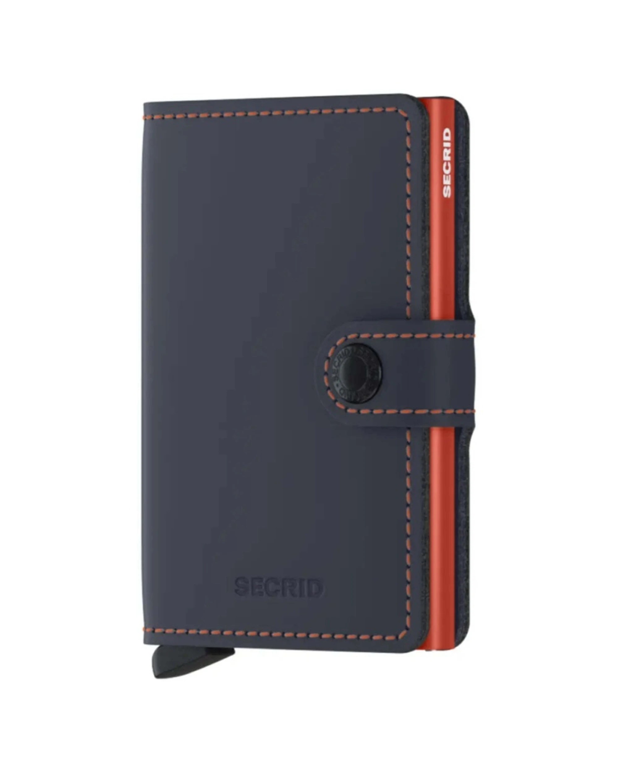 1 Secrid Miniwallet Compact RFID Aluminium Leather Card Wallet Large Compact Night - Orange, 1 of 5