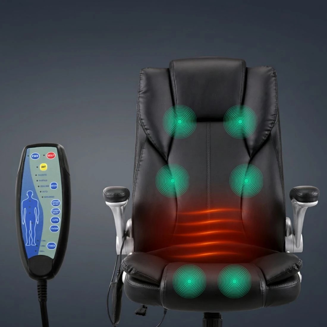 3 Artiss 8 Point Massage Office Chair PU Leather - Black, 3 of 8