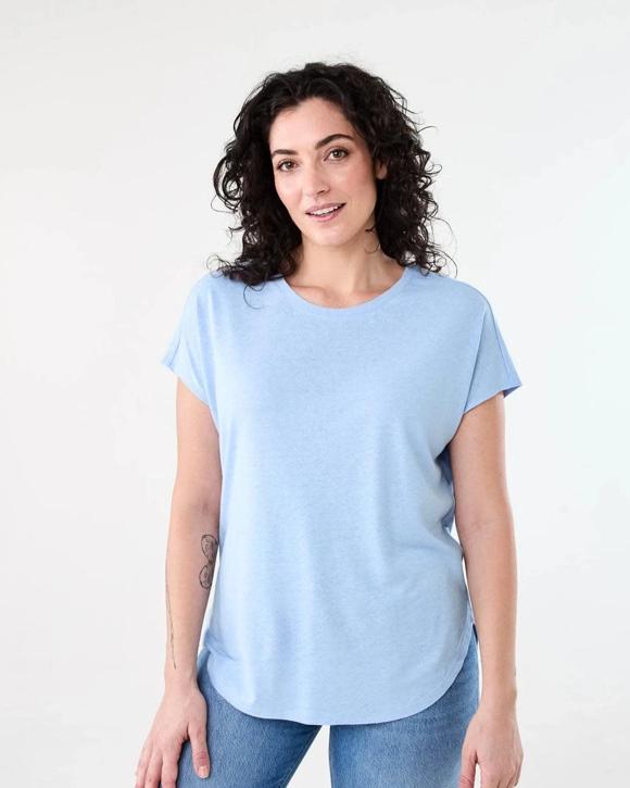 Short Sleeve Linen Blend Extended Sleeve Top