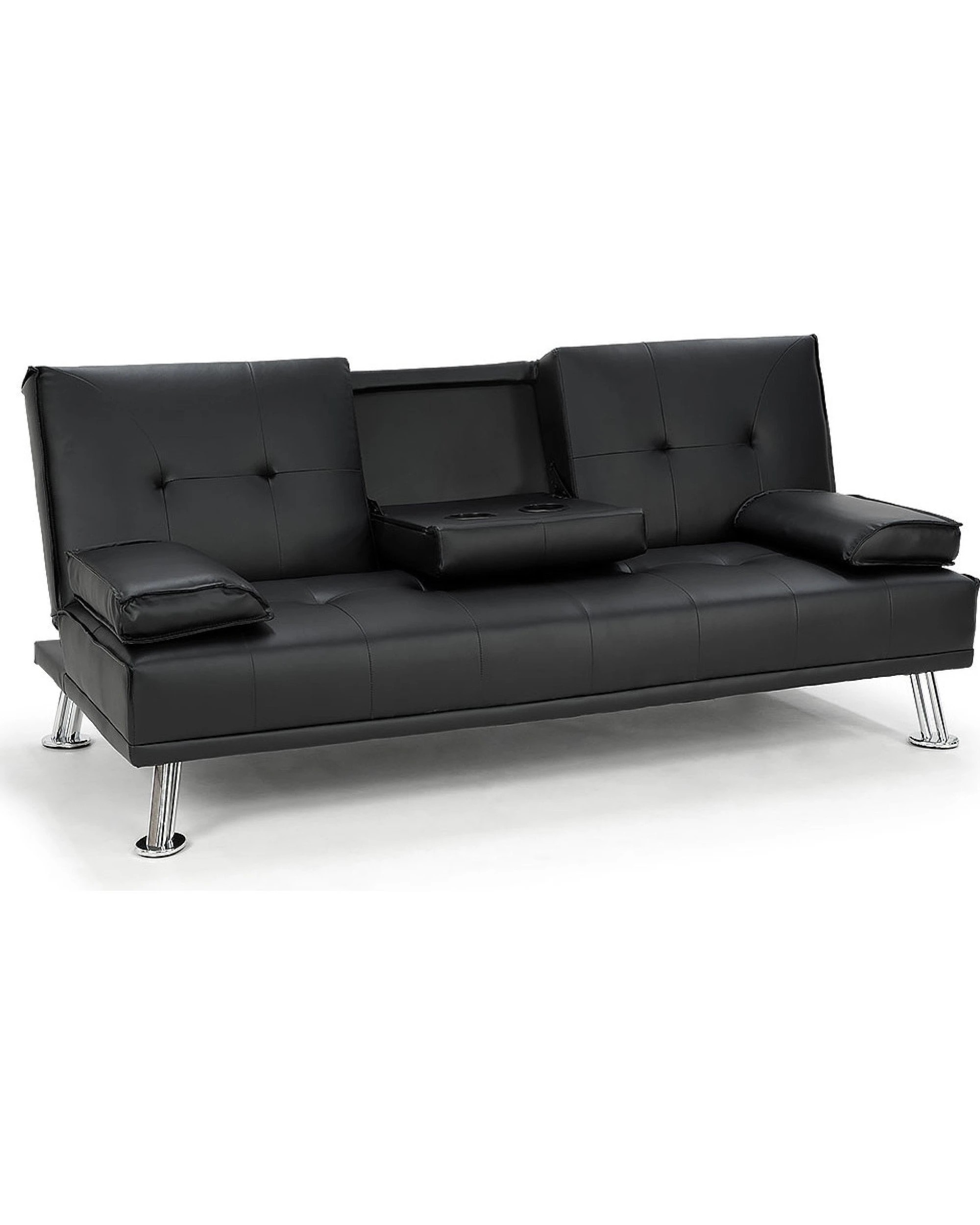 1 Sarantino Faux Leather Sofa Bed Lounge Furniture - Black, 1 of 7
