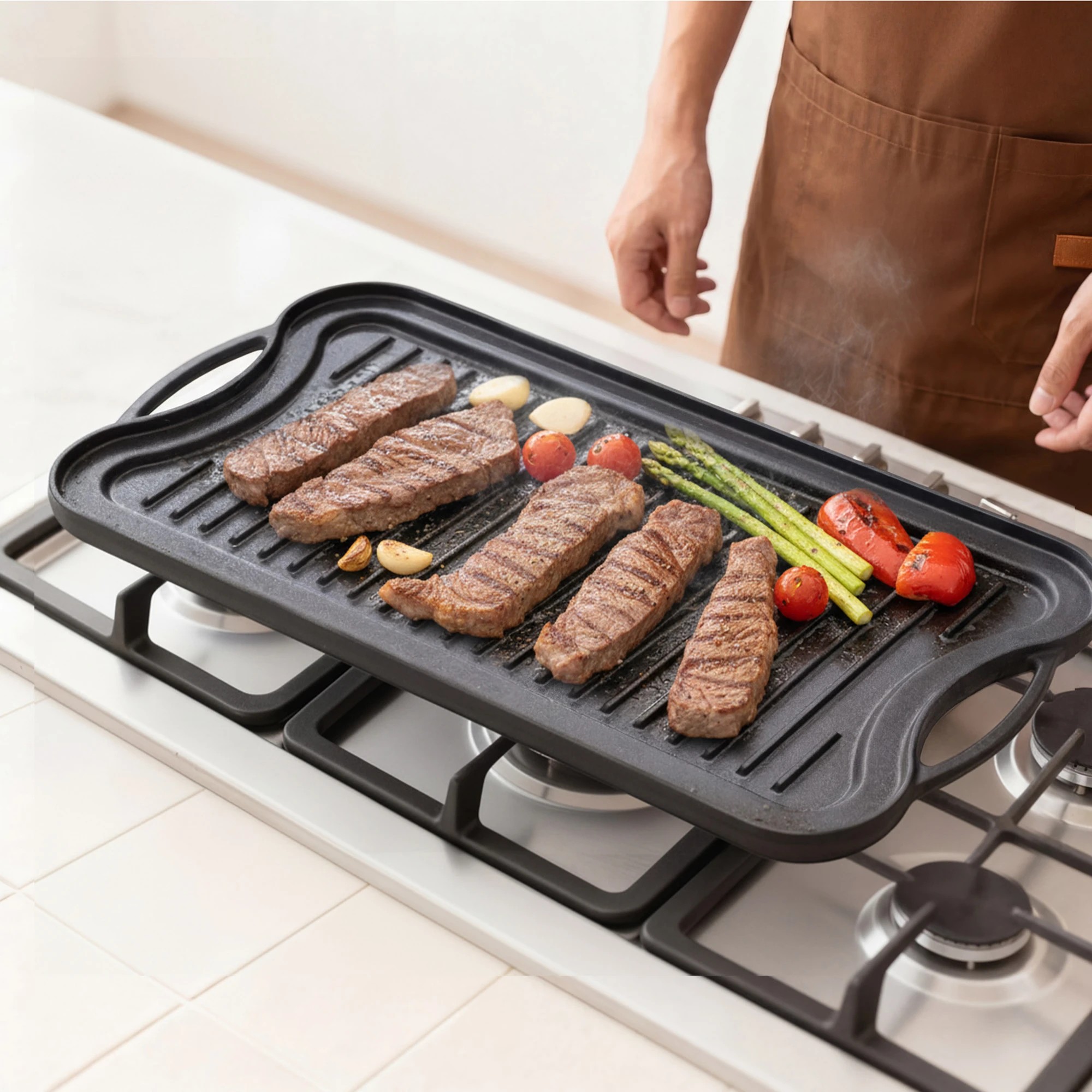 7 Toque 50.5cm Reversible Griddle Pan, 7 of 9