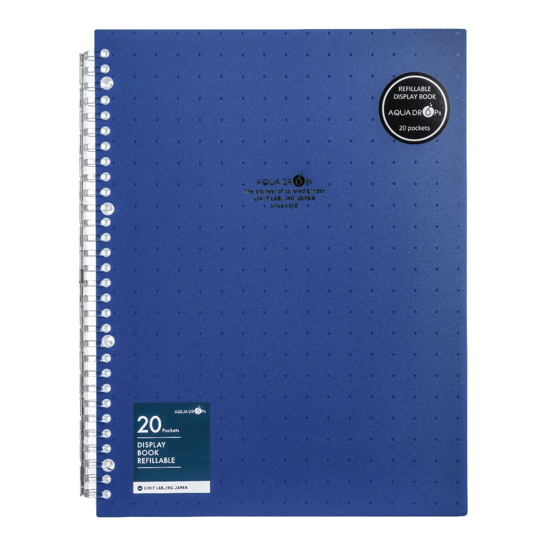2 Aqua Drops Refillable Display Book A4 20 Pockets Vivid Navy, 2 of 4