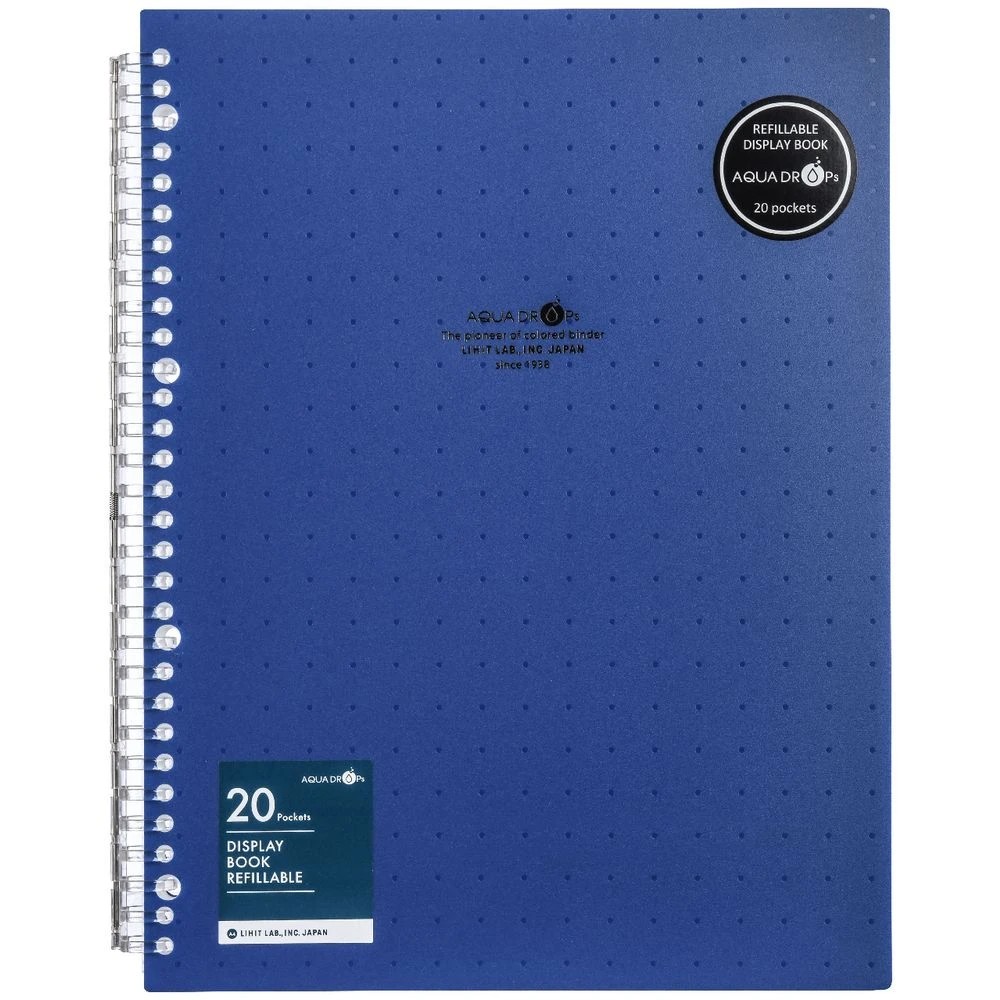 2 Aqua Drops Refillable Display Book A4 20 Pockets Vivid Navy, 2 of 4