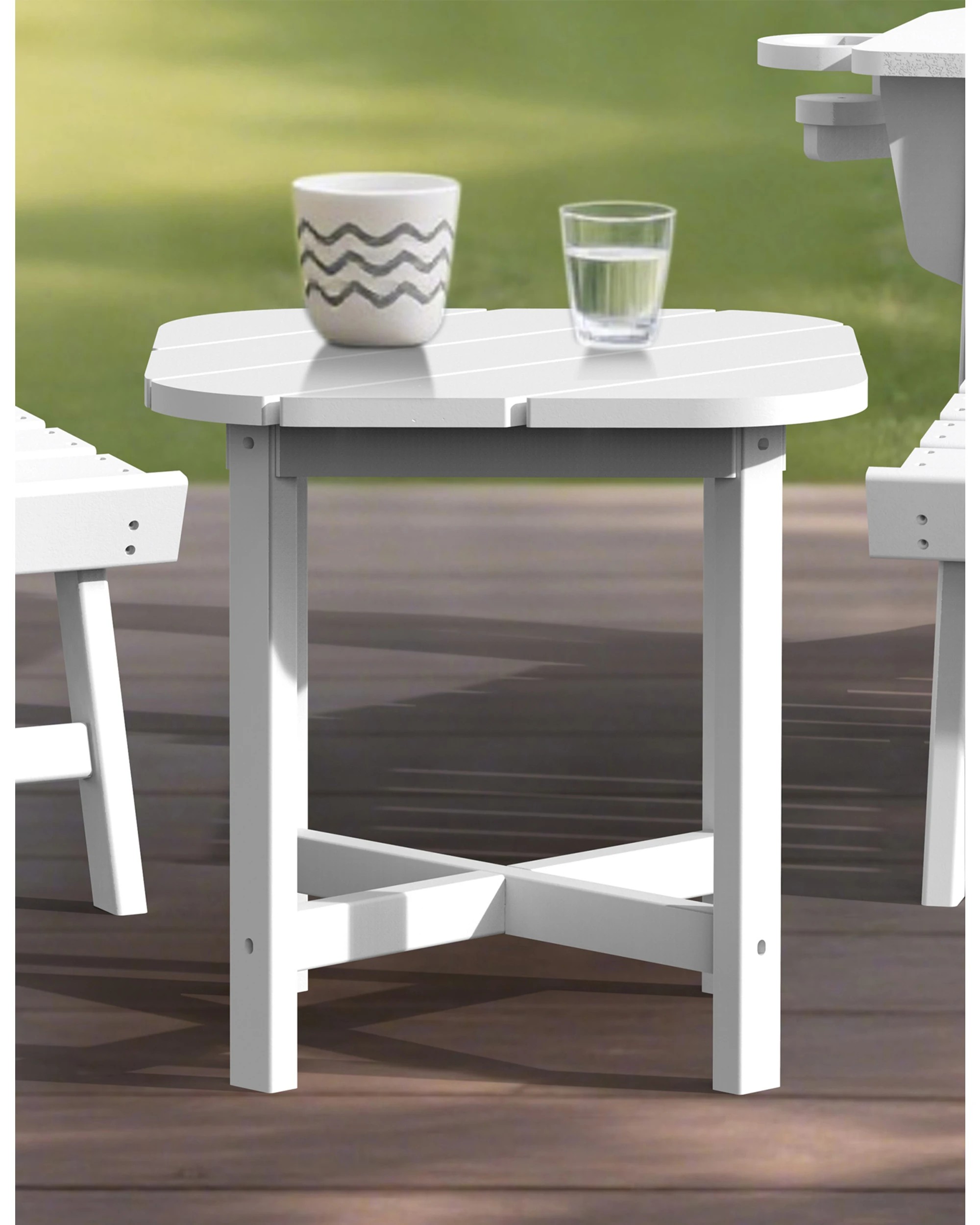 2 EHOMMATE Outdoor HDPE Adirondack Square Side Table - White - White, 2 of 8