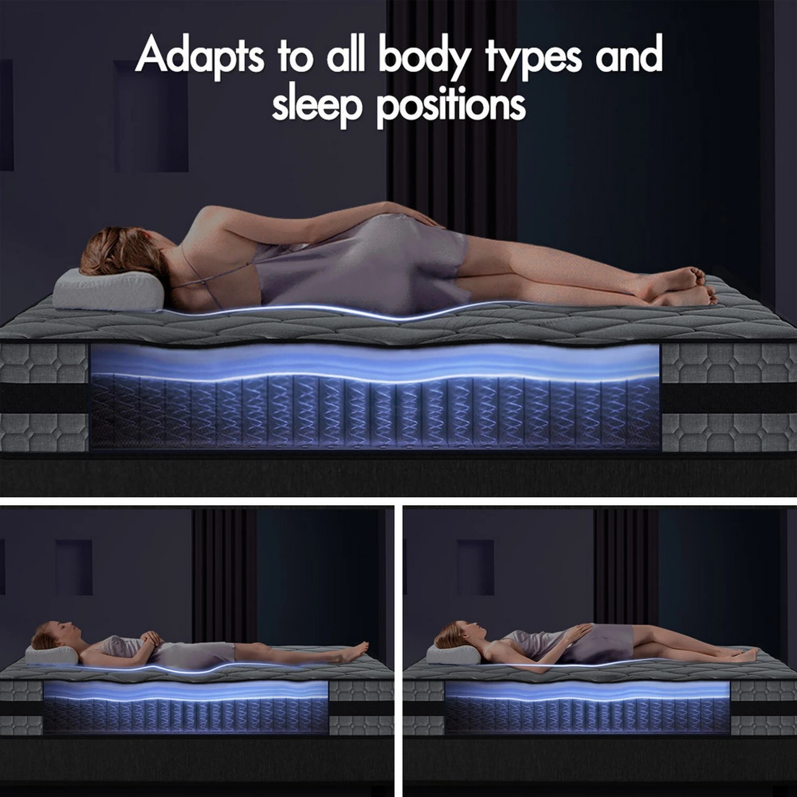 6 Starry Eucalypt Mattress Pocket Spring 3D Mesh Fabric 26cm 7 zone - Double Bed, 6 of 10