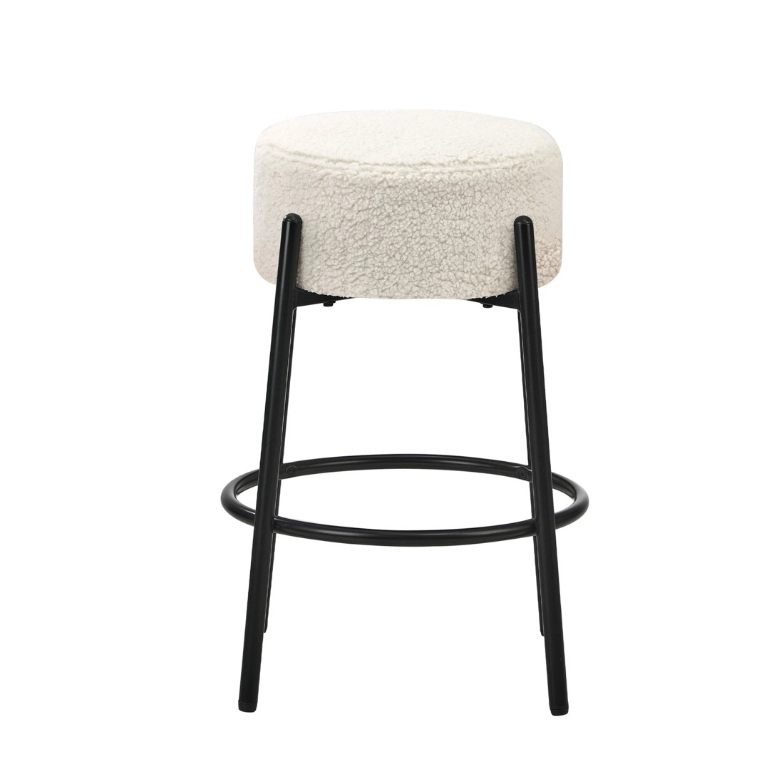 6 Oikiture 2x Bar Stools Kitchen Dining Chair Round Stool Boucle Fabric
 - White, 6 of 10