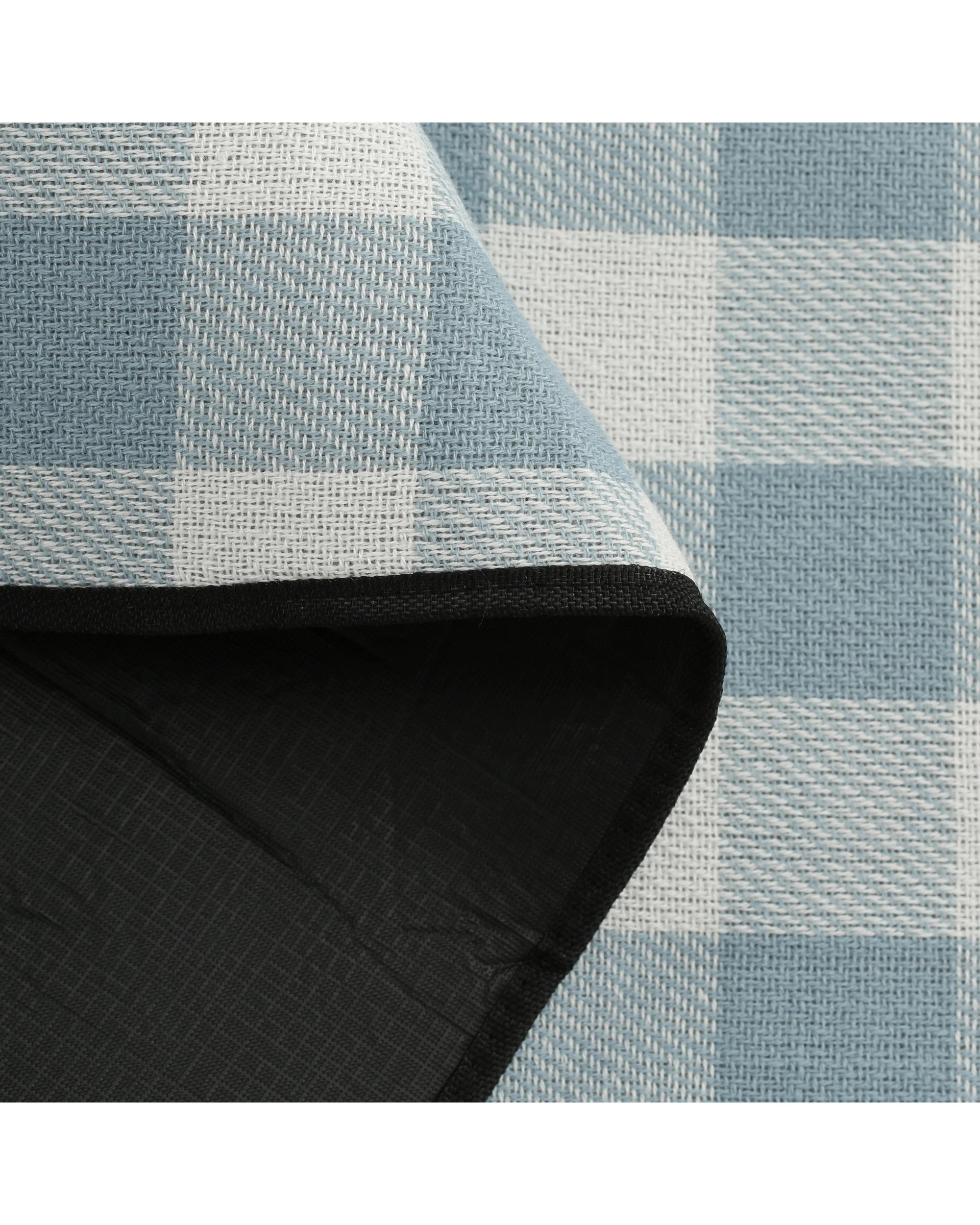 4 Sherwood Faux Linen Plaid Picnic Rug 200x150cm - Blue and White, 4 of 5