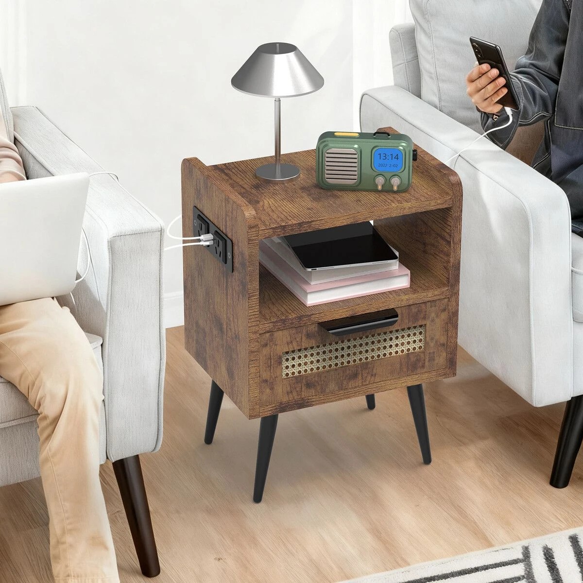 2 LUXSUITE Bedside Table Side Nightstand Rattan Drawer Hall End Lamp Stand, 2 of 6