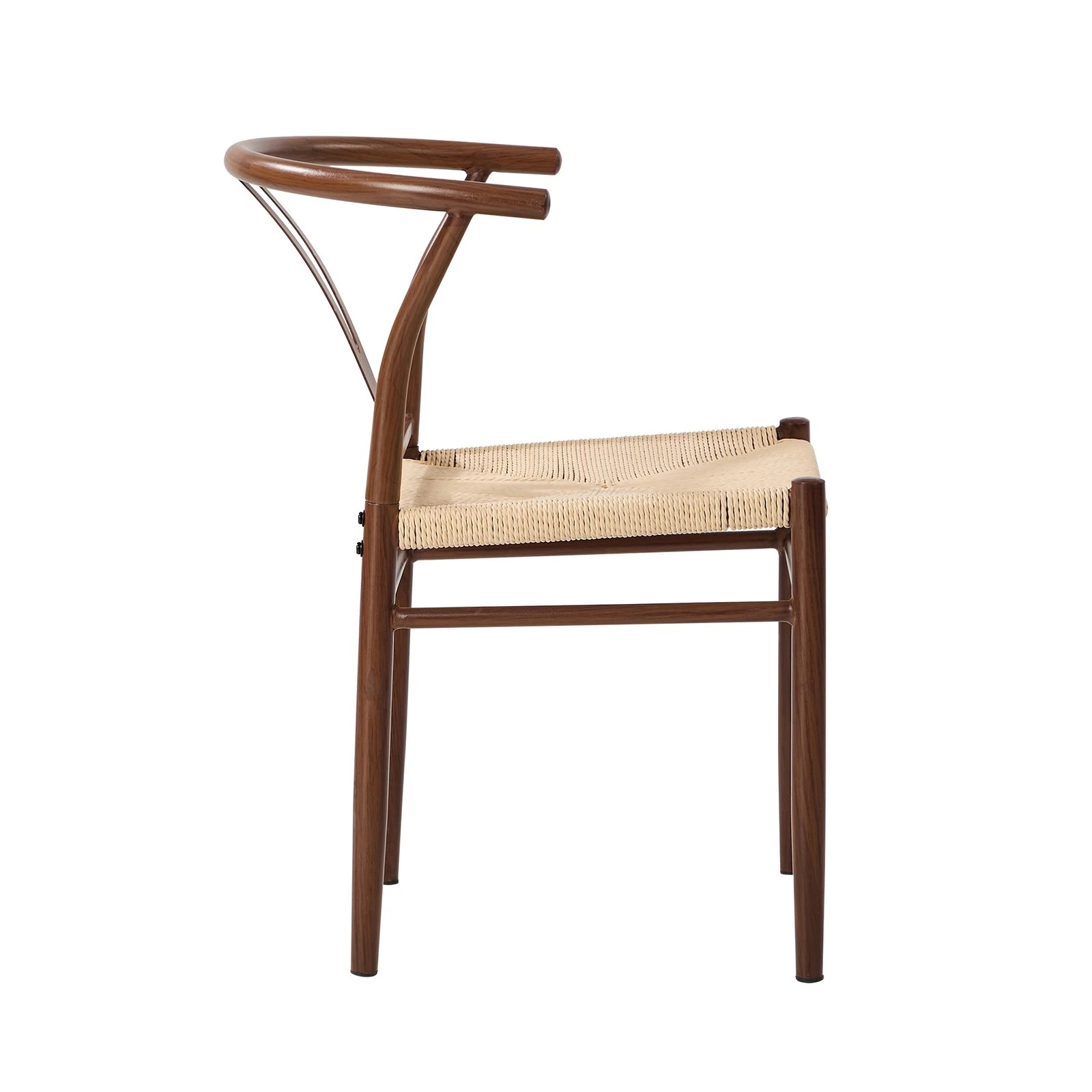 8 Oikiture 2x Dining Chair Metal Hans Wegner Chair Wishbone Cafe Lounge -Walnut, 8 of 9