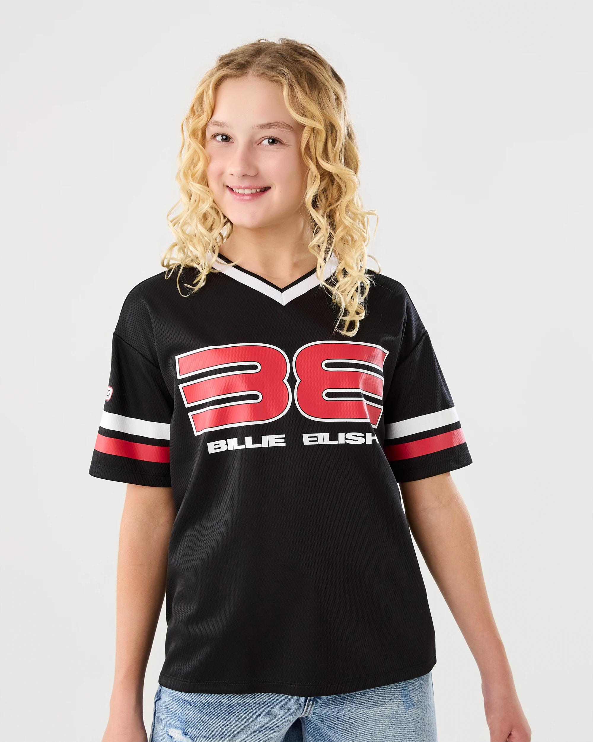 BILLIE EILISH ブラック Vネック ゲームTシャツ Sサイズ Billie Eilish License V-Neck Mesh T-shirt - Kmart