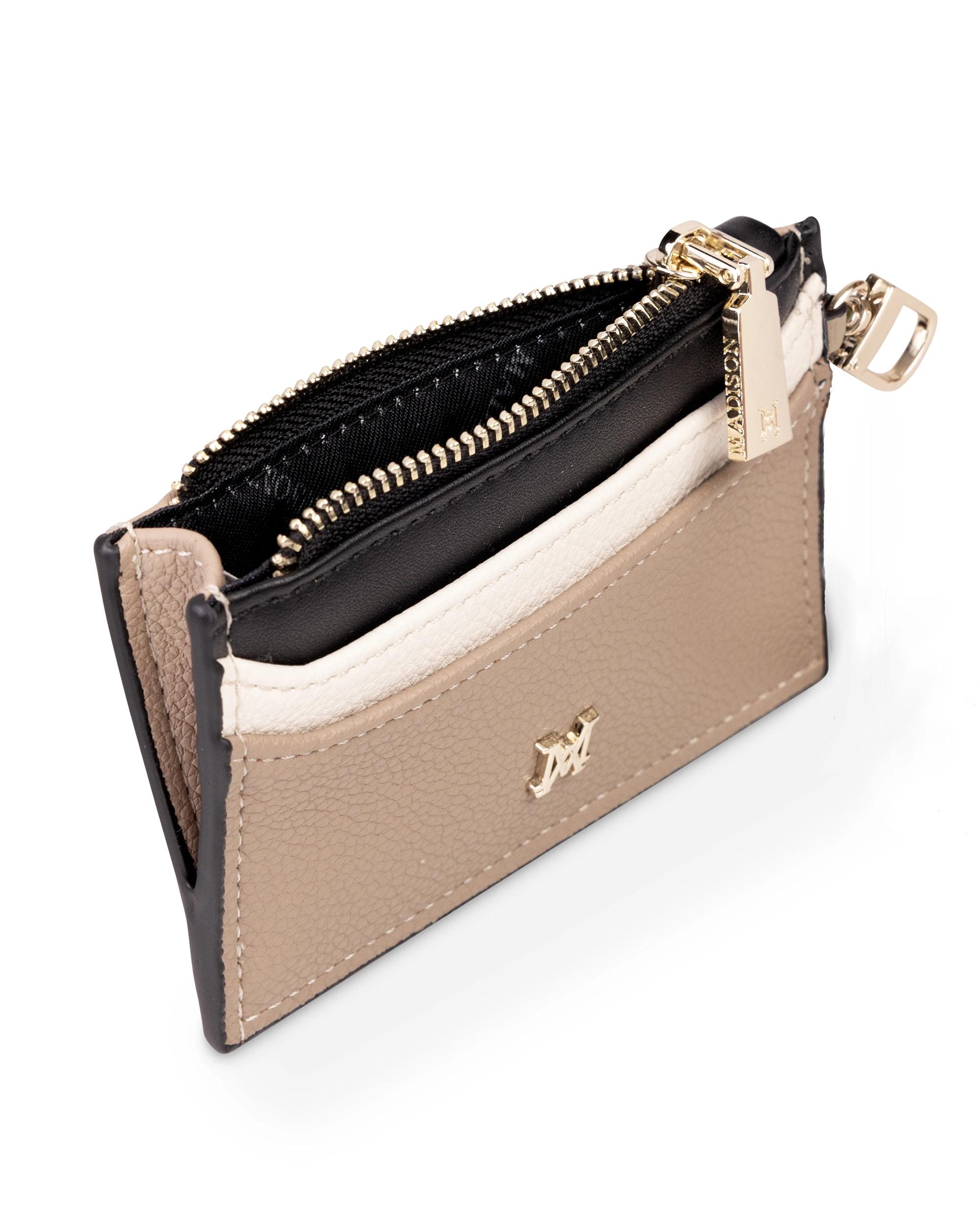 2 Madison Accessories Hannah Zip Card Holder & Bag Charm TAUPE-STONE-BLACK, 2 of 2