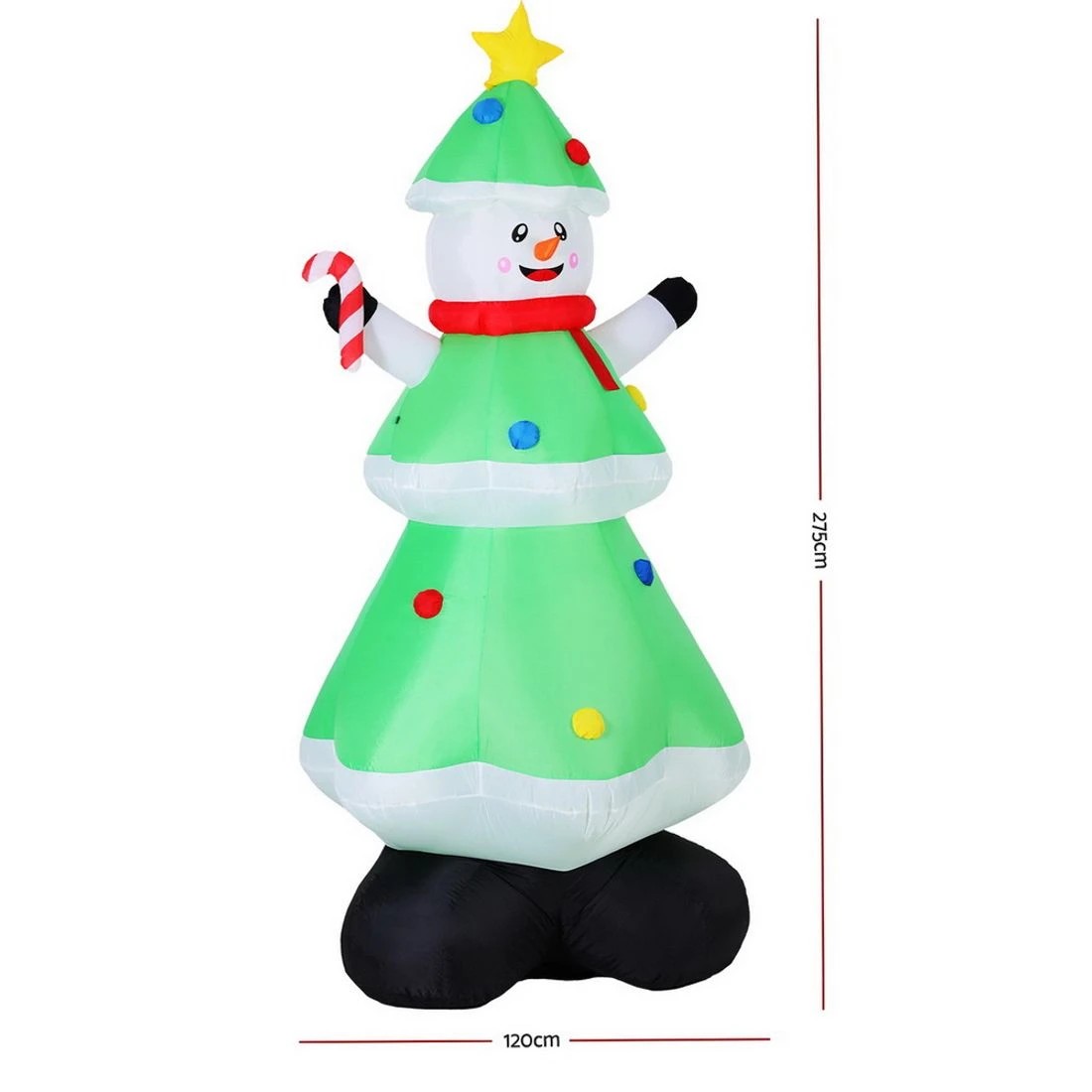 3 Jingle Jollys Christmas Inflatable Snowman Tree 2.75M Height LED Decorations Illuminated - Multi, 3 of 7