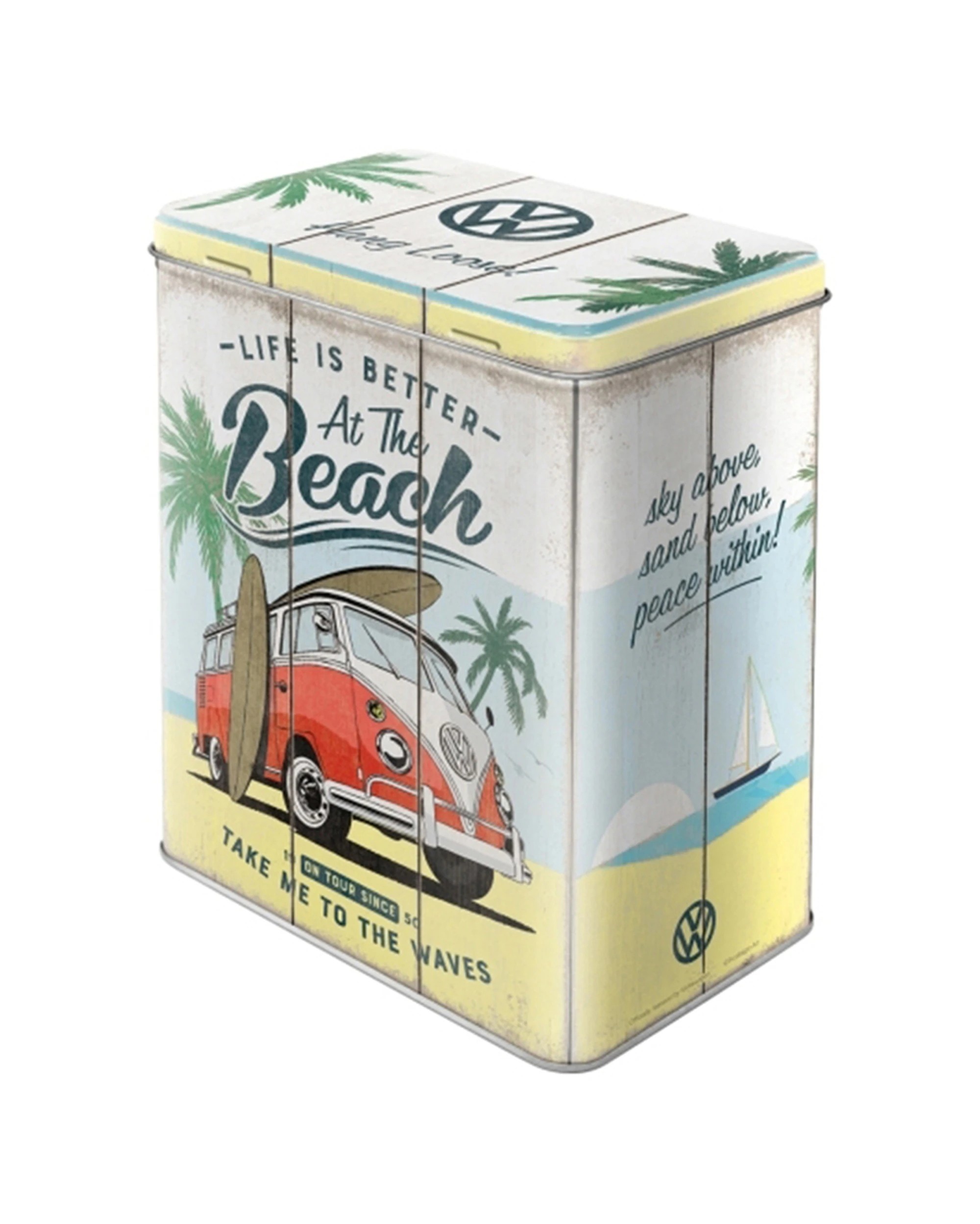 1 Nostalgic-Art Large Storage Tin Box - VW Bulli Beach Design - Multi, 1 of 1