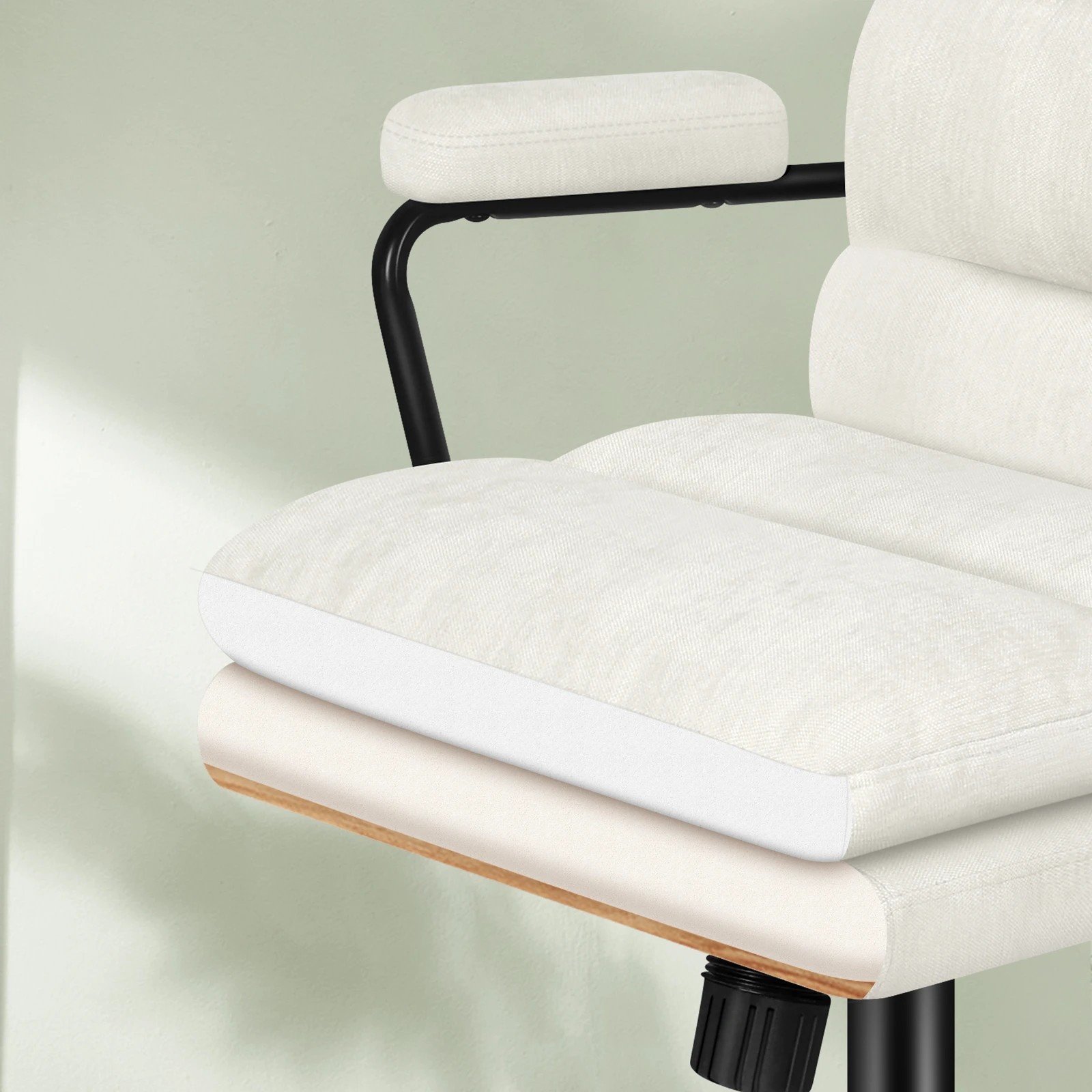 4 Alfordson Office Chair Ergonomic Executive Computer Work Seat Chenille - Beige, 4 of 10