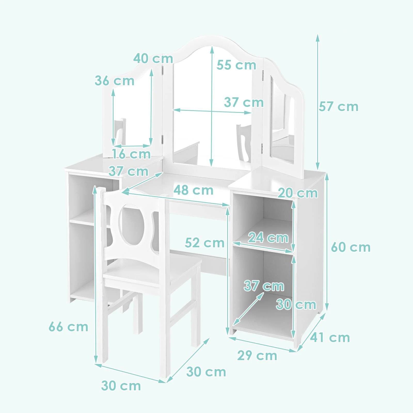 2 Costway 2-in-1 Vanity Table & Chair Set, 2 of 3