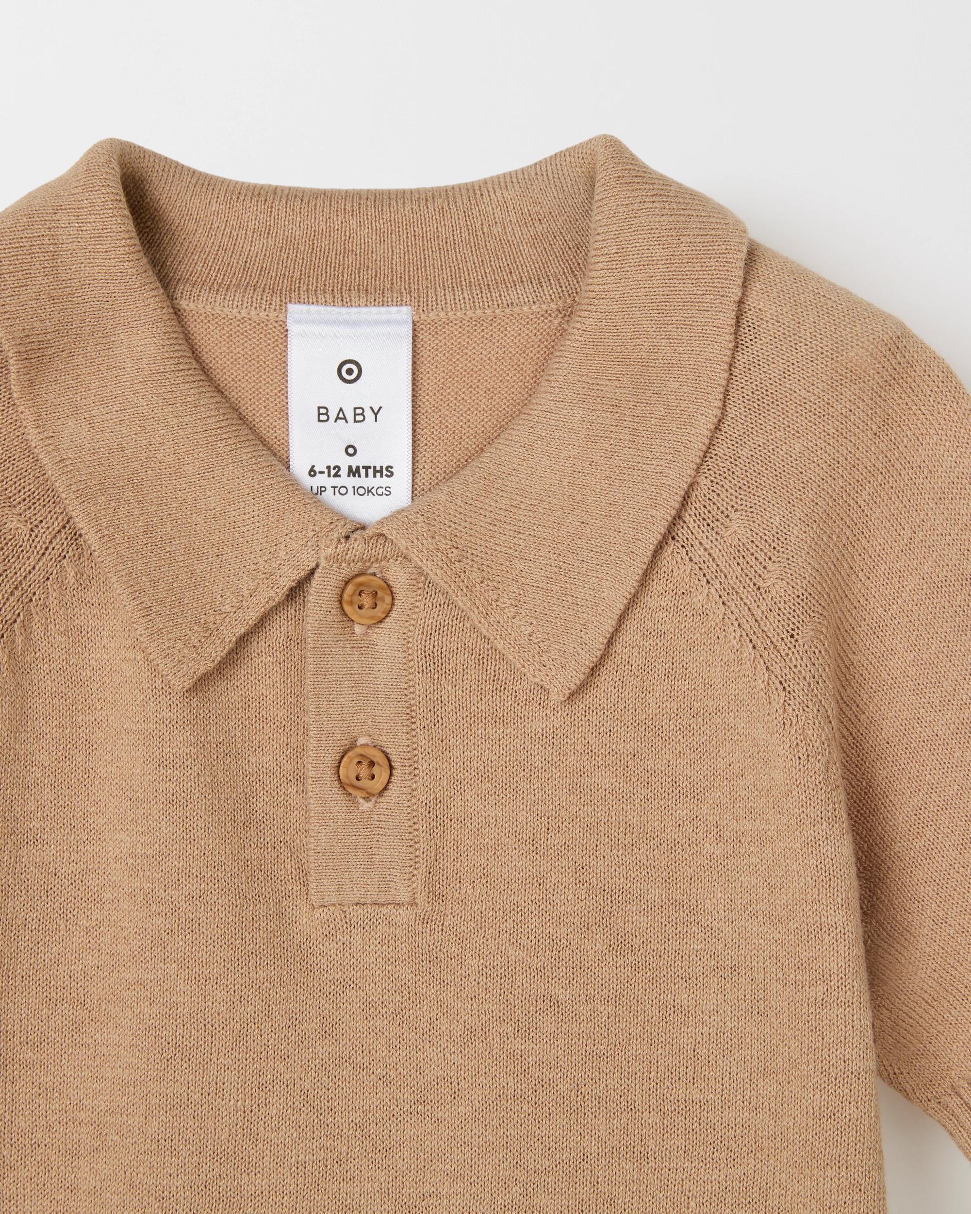 5 Target Baby True Knit Polo Top TAUPE, 5 of 5