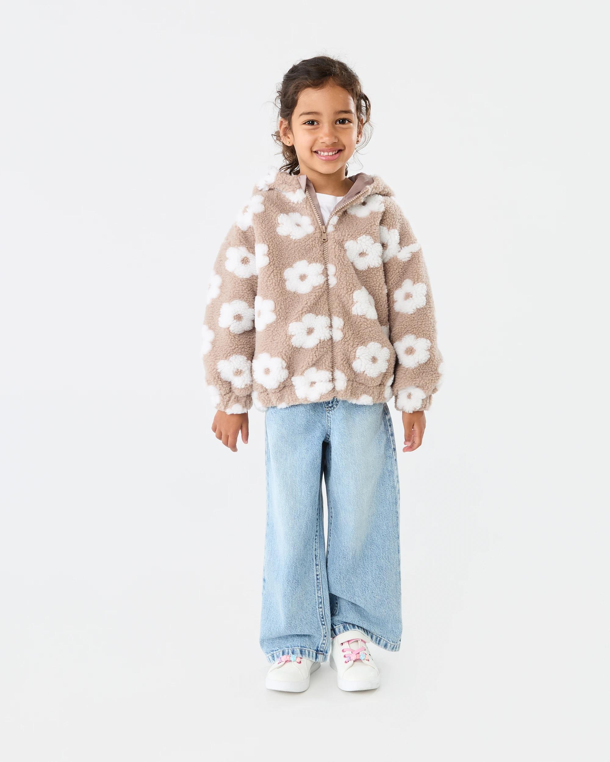 5 Sherpa Lined Zip Through Hoodie Brwn Florl, 5 of 6