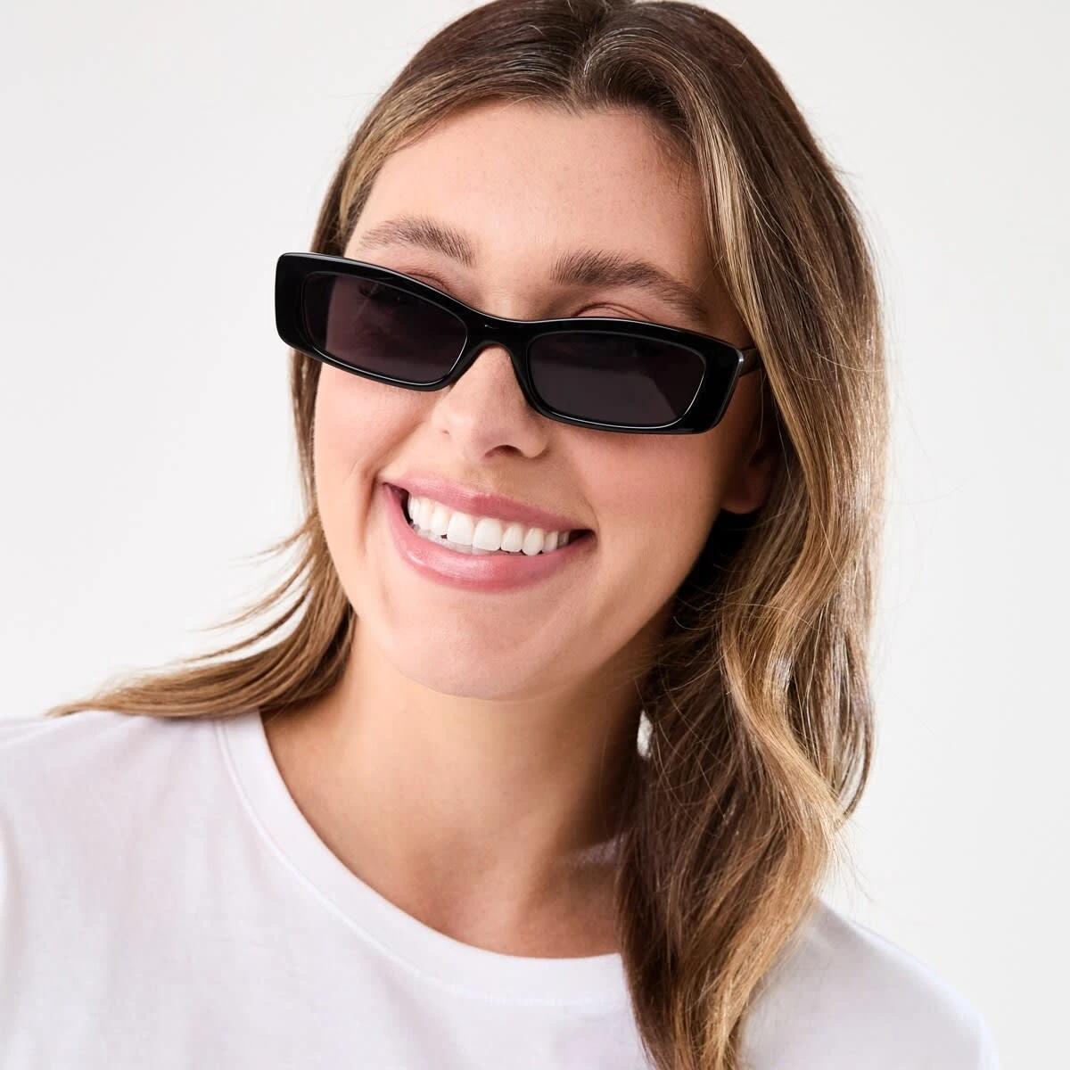 5 Womens Slim Rectangle Sunglasses ACCESSORIES BLACK, 5 of 6