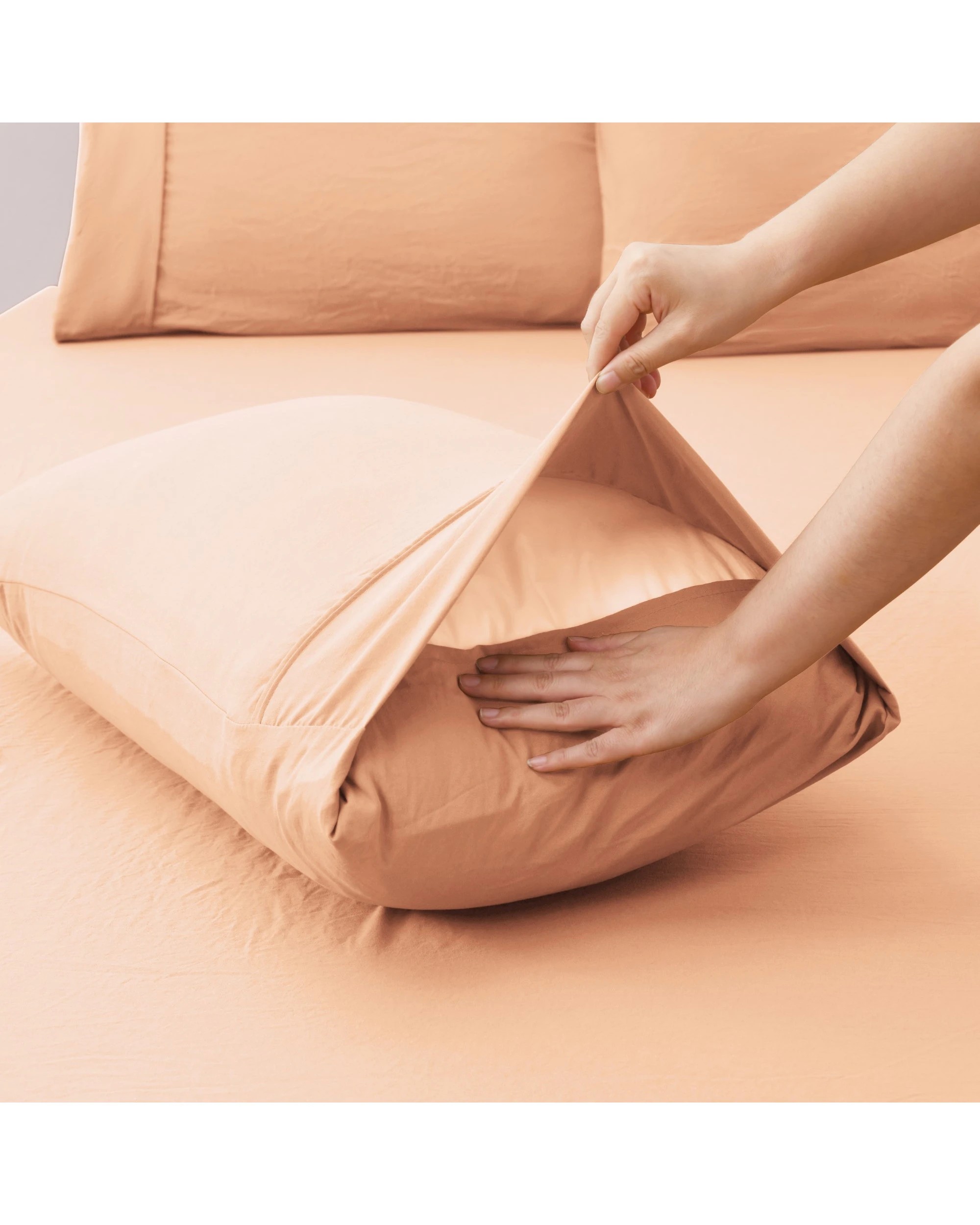 4 Dreamaker Superfine Washed Microfibre Sheet Set - Super King Bed - Peach, 4 of 7