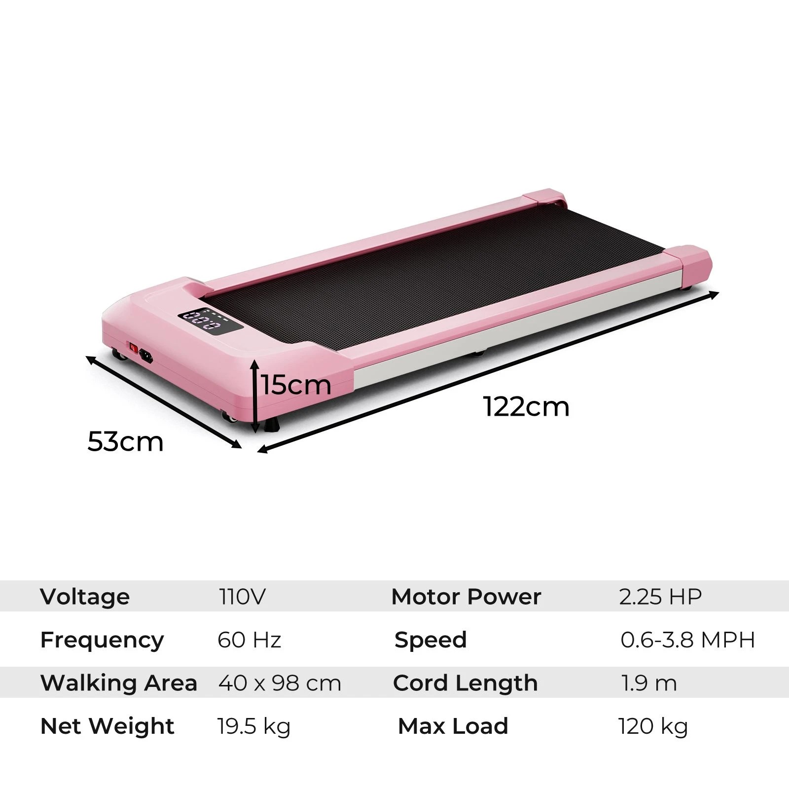 2 Costway 2.25HP Walking Machine Electric Treadmill Running Machine w/LED Display&Remote Control - Pink, 2 of 4