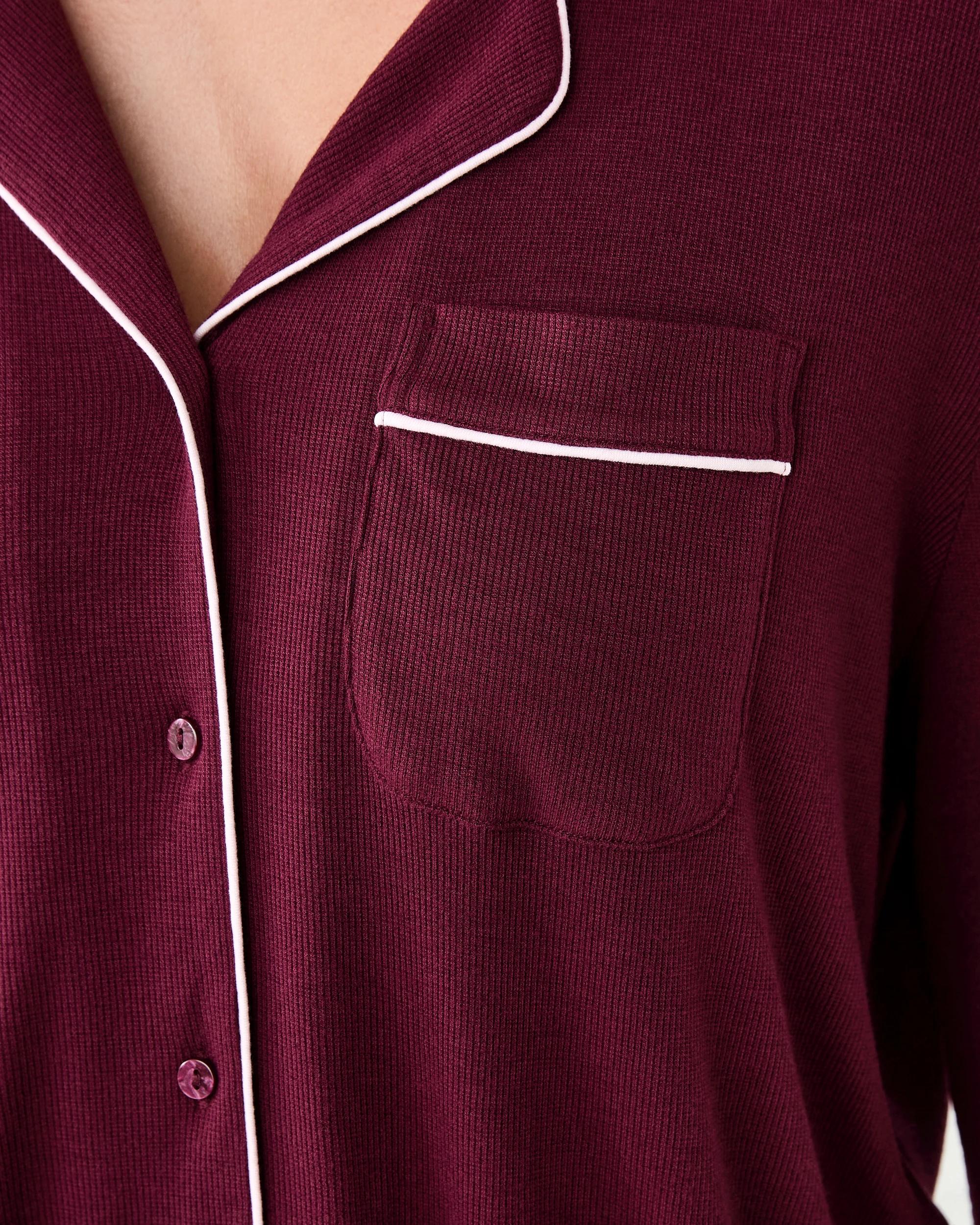 5 Long Sleeve Top and Pants Comfort Rib Pyjama Set Velvet Red, 5 of 7