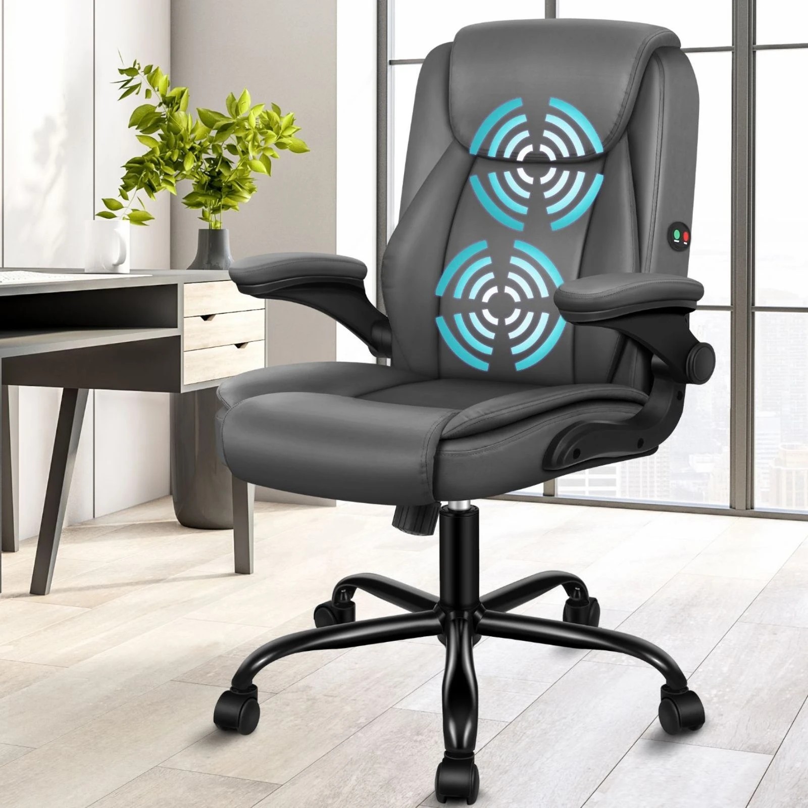 10 Alfordson Massage Office Chair Executive Computer Gaming Seat PU Leather - Grey, 10 of 10