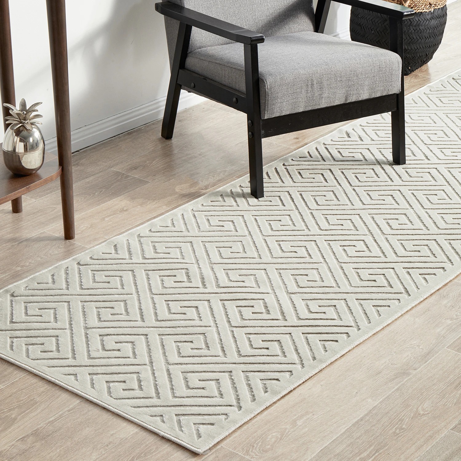 3 Common Ground Rugs Citadel Alice 300x80cm - Medium Runner Power Loomed Rug - White, 3 of 7