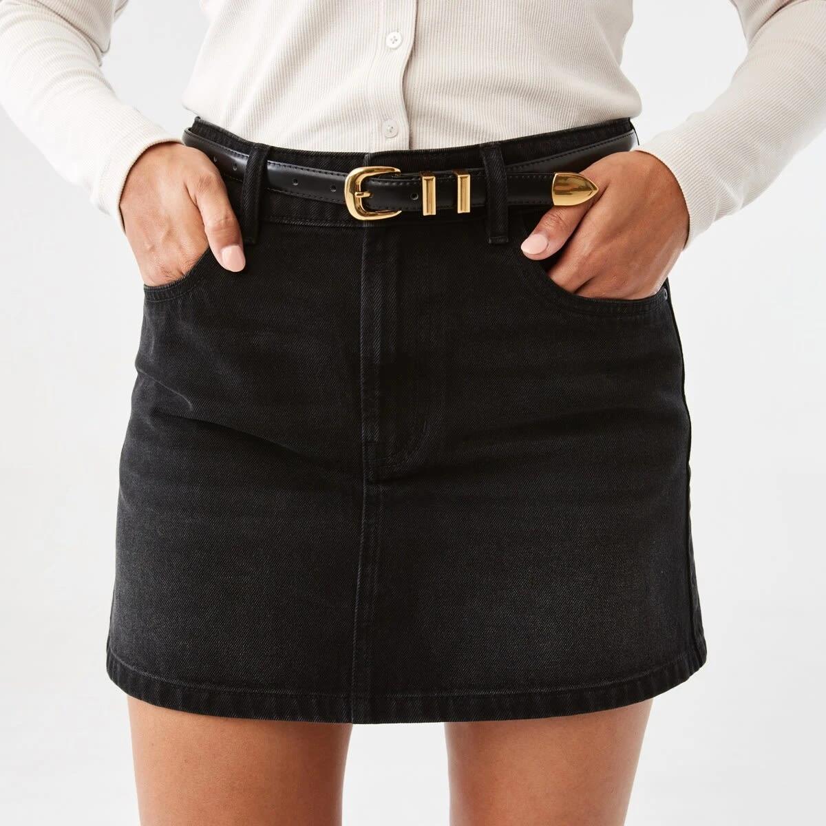 4 Skinny Double Metal Belt BLACK, 4 of 5