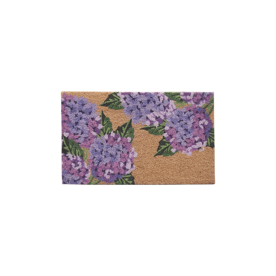 1 Solemate PVC Backed Coir Hydrangea 45x75cm Slim Outdoor Stylish Doormat - Natural, 1 of 4