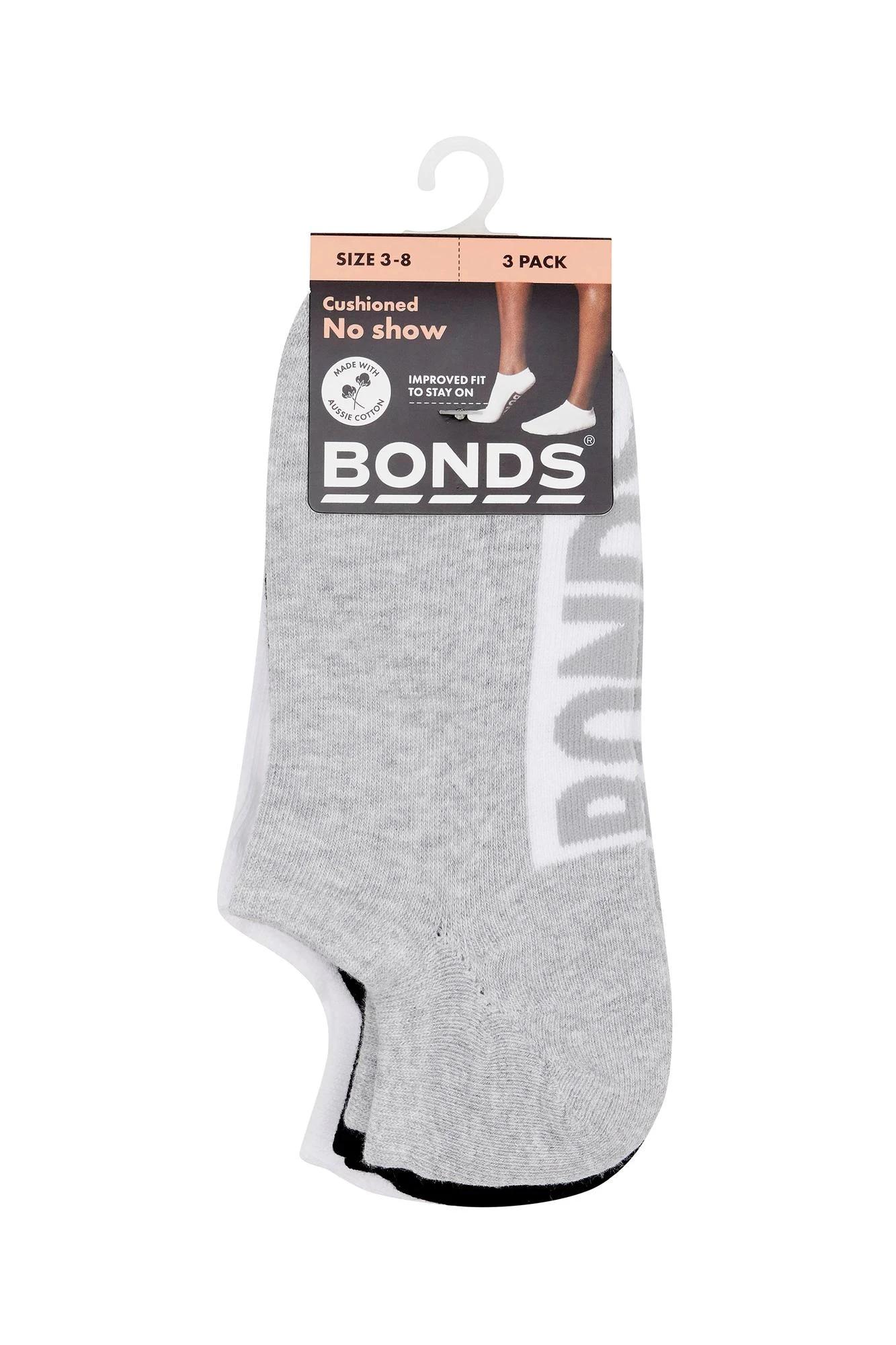 2 Women's Cotton Blend Logo Cushioned No Show Socks 3 Pack - Bonds GREY / WHITE / BLACK, 2 of 2