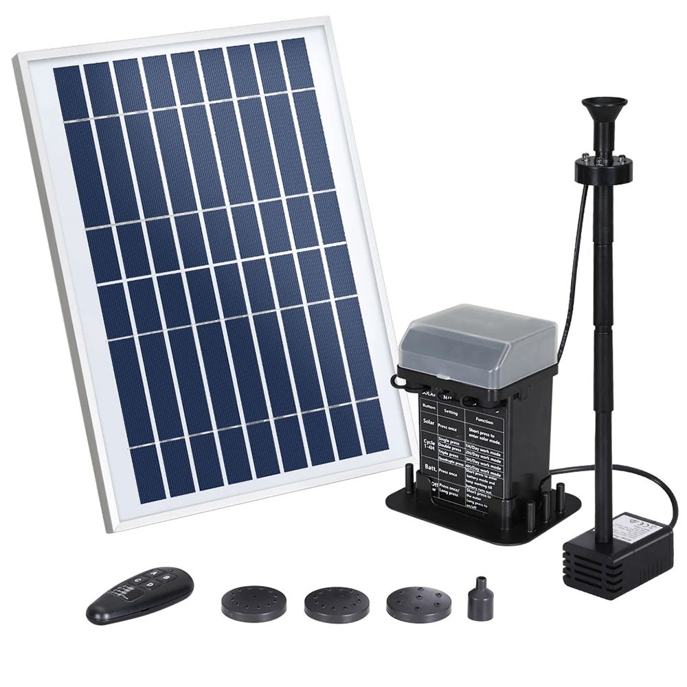 1 Gardeon Solar Pond Pump Submersible Fountain with Battery Kit LED Lights 5.2FT - Black, 1 of 6