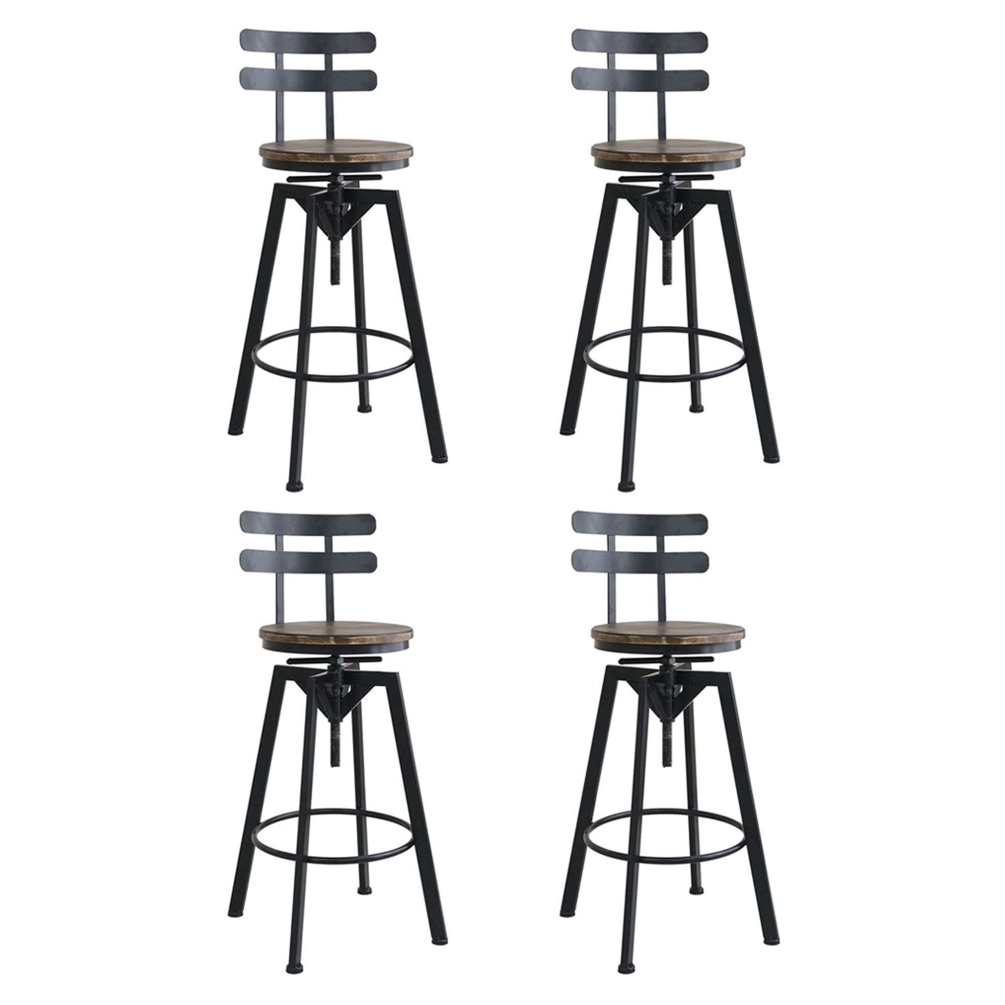 1 Levede 4x Adjustable Bar Stools - Brown, 1 of 7