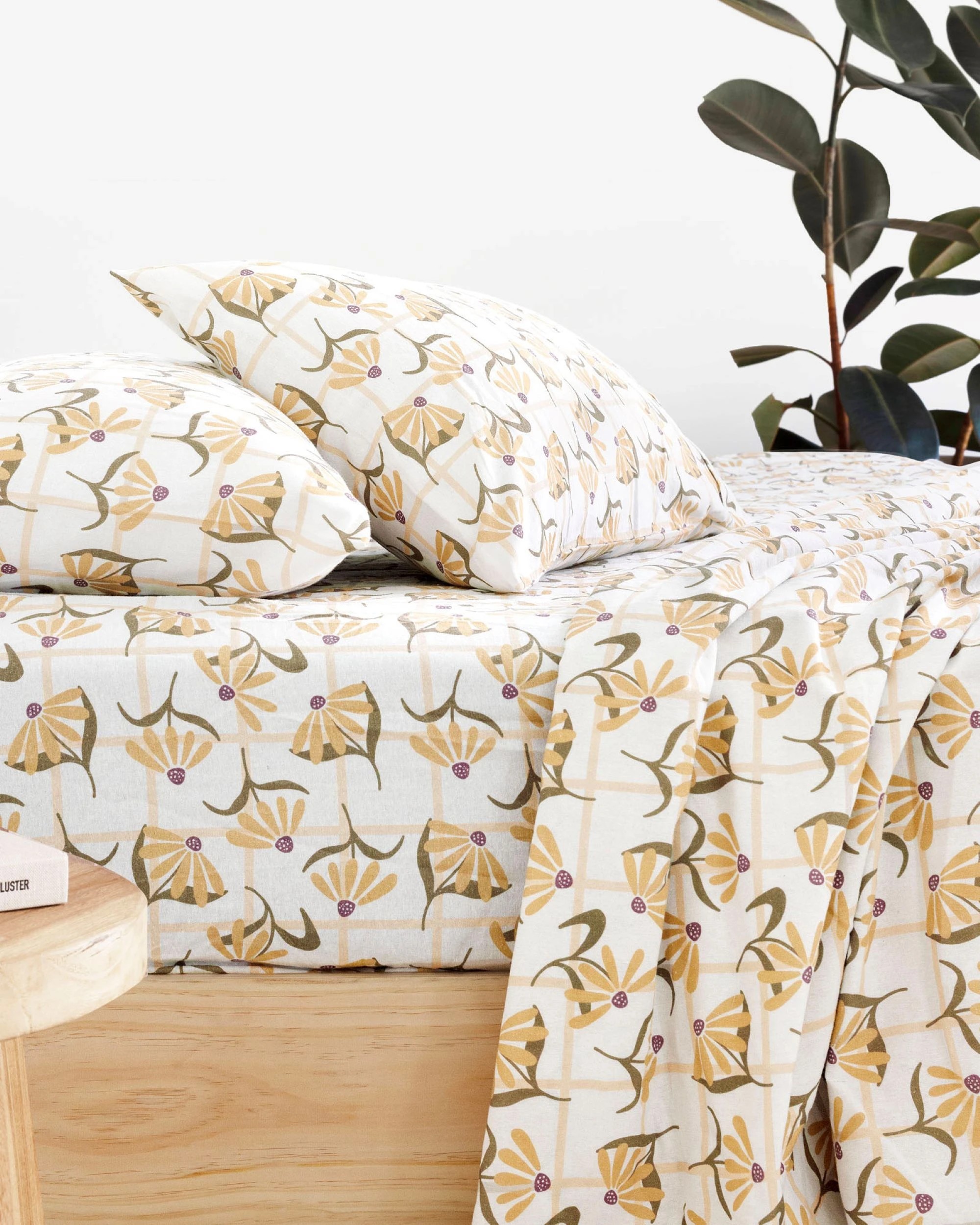 1 Bambury Arlo Brushed Cotton 160GSM Flannelette Sheet Set - Single Bed - Yellow, 1 of 3