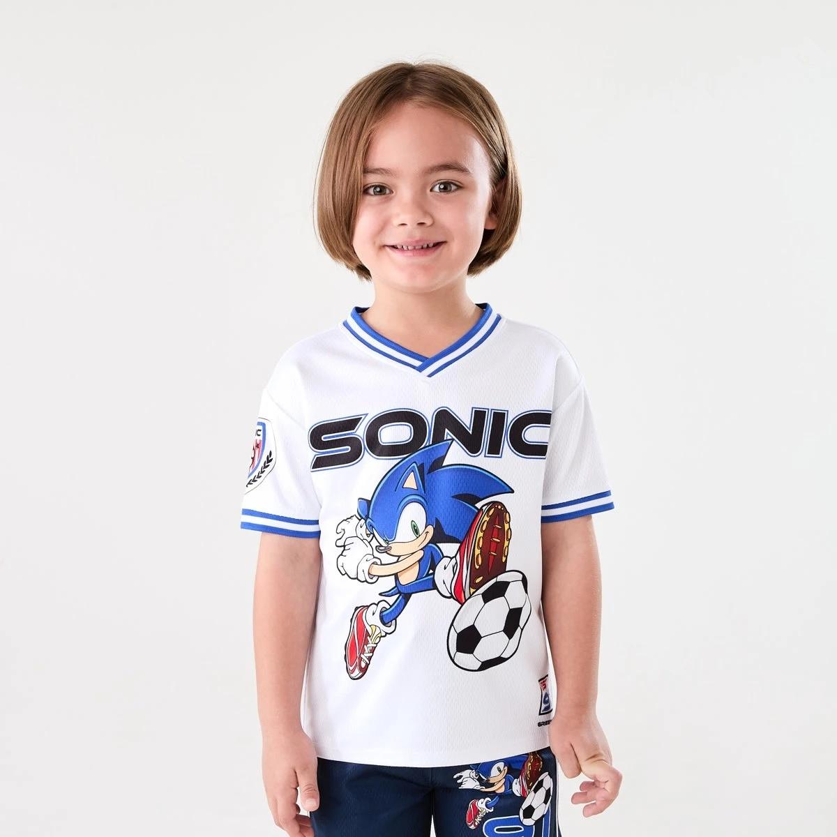 1 Oversized Sonic License Mesh T-shirt SONIC PLAYS SOCCER, 1 of 8