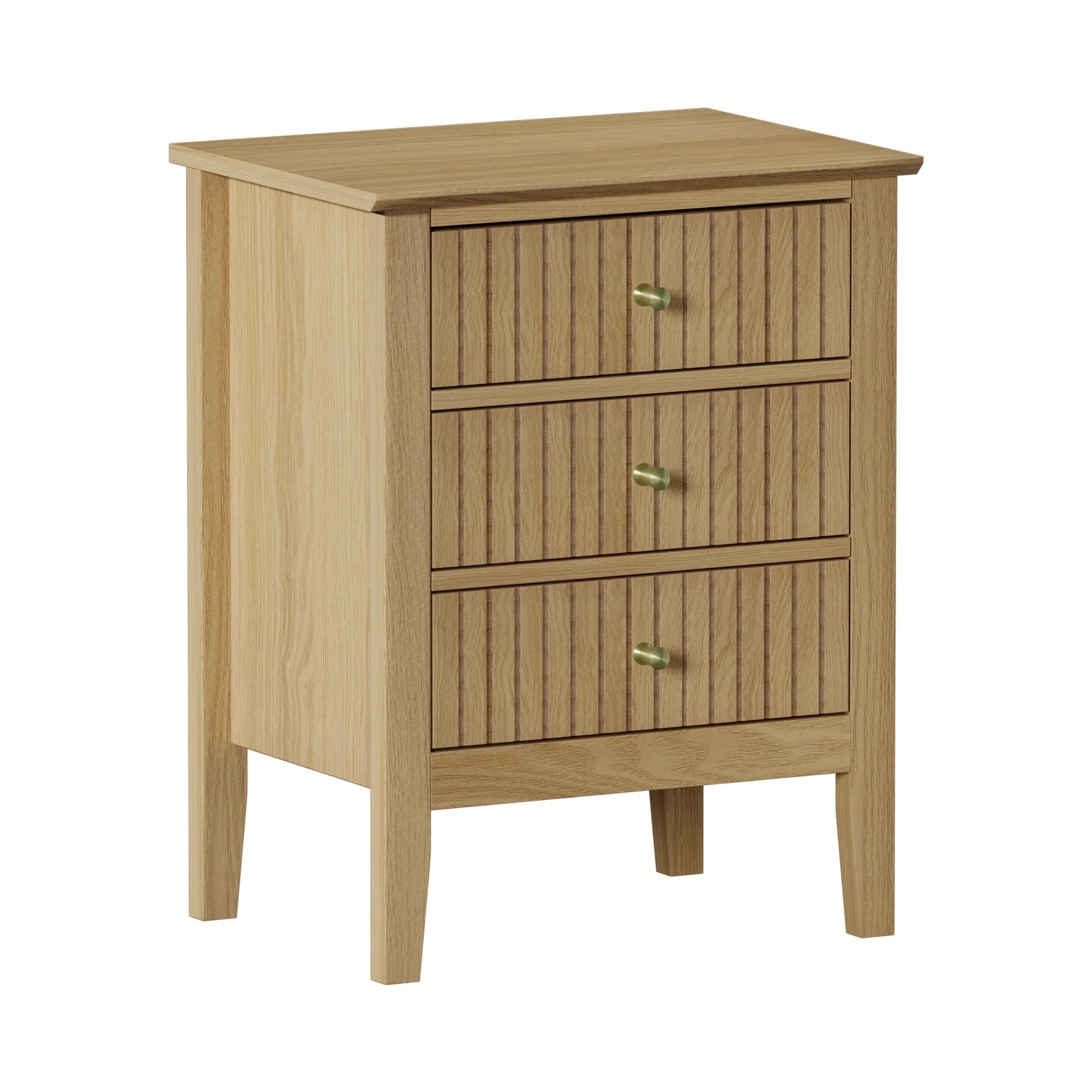 5 Oikiture Bedside Table 3 Drawers Side End Storage Furniture Nightstand
 - Natural, 5 of 6