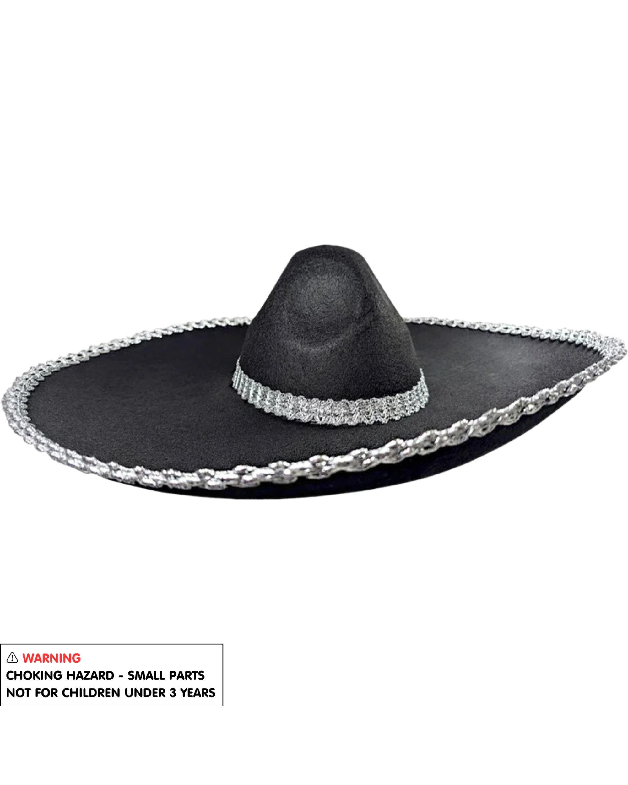 2 Partyrama Adult Black Sombrero Hat - Black, Silver, 2 of 2