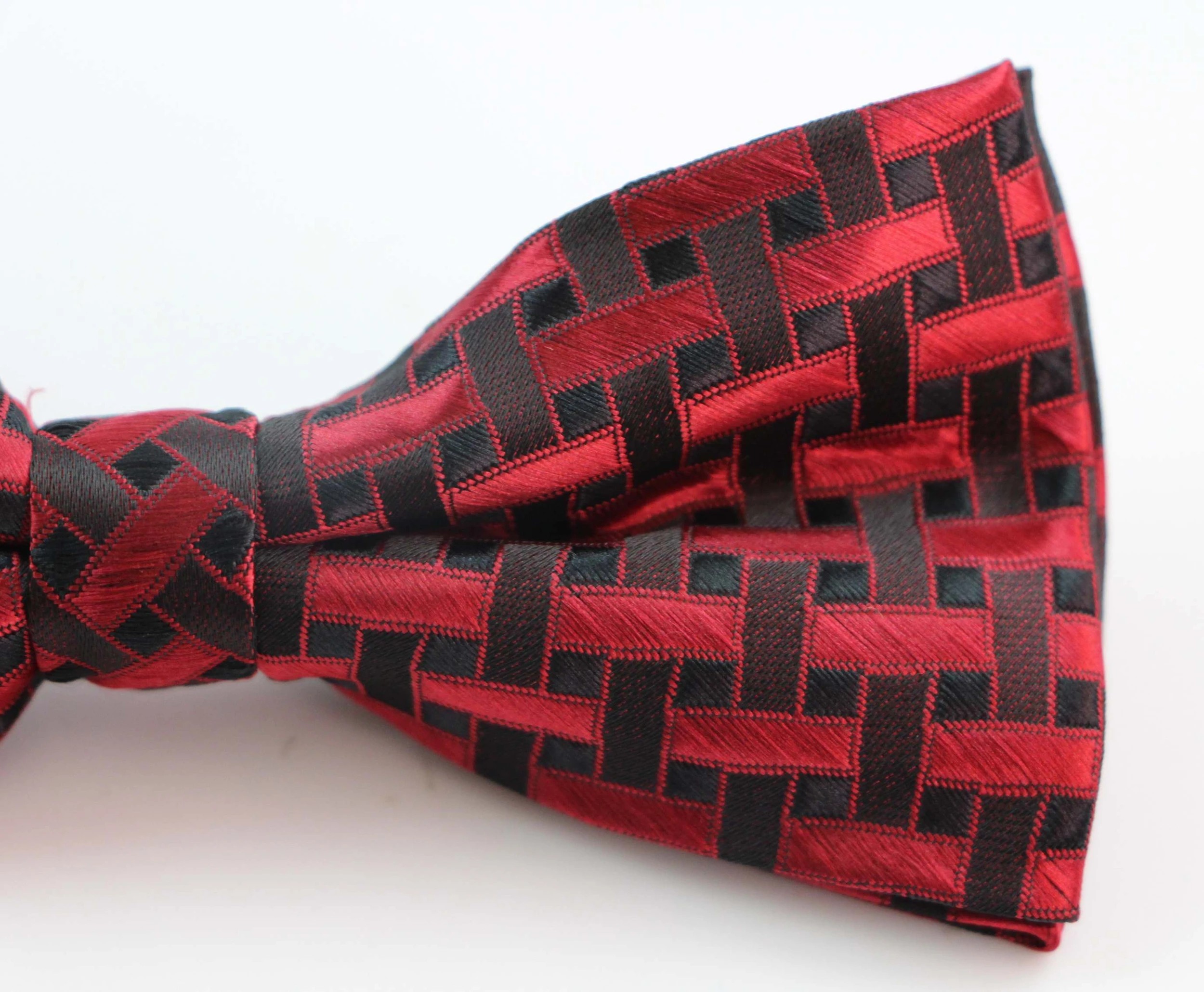 3 Zasel Mens Black & Red Tetris Patterned Bow Tie - Multi, 3 of 4