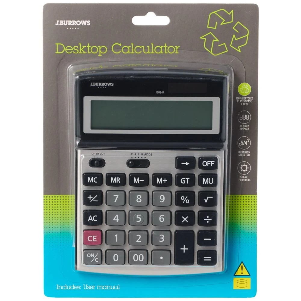 2 J.Burrows Desktop 12 Digit Calculator Black/Silver, 2 of 4