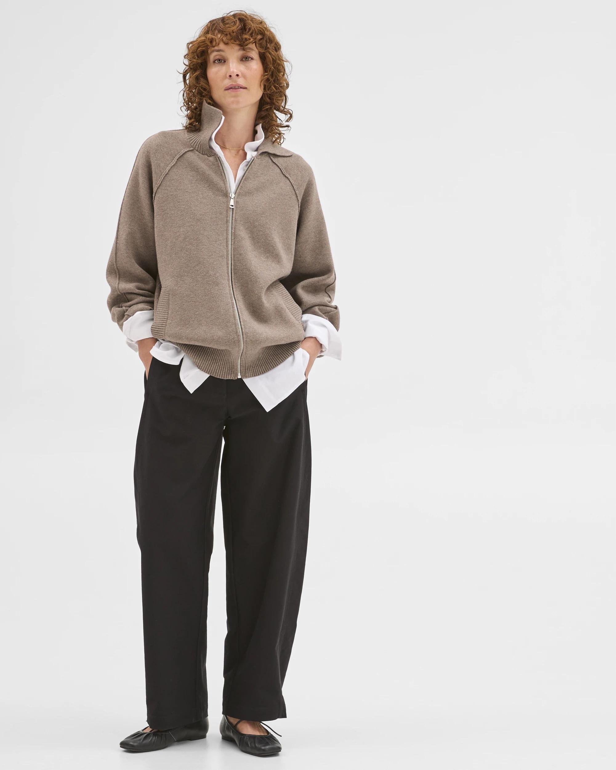 2 Target Woman Zip Through Knit Bomber Cardigan TAUPE MARLE, 2 of 7