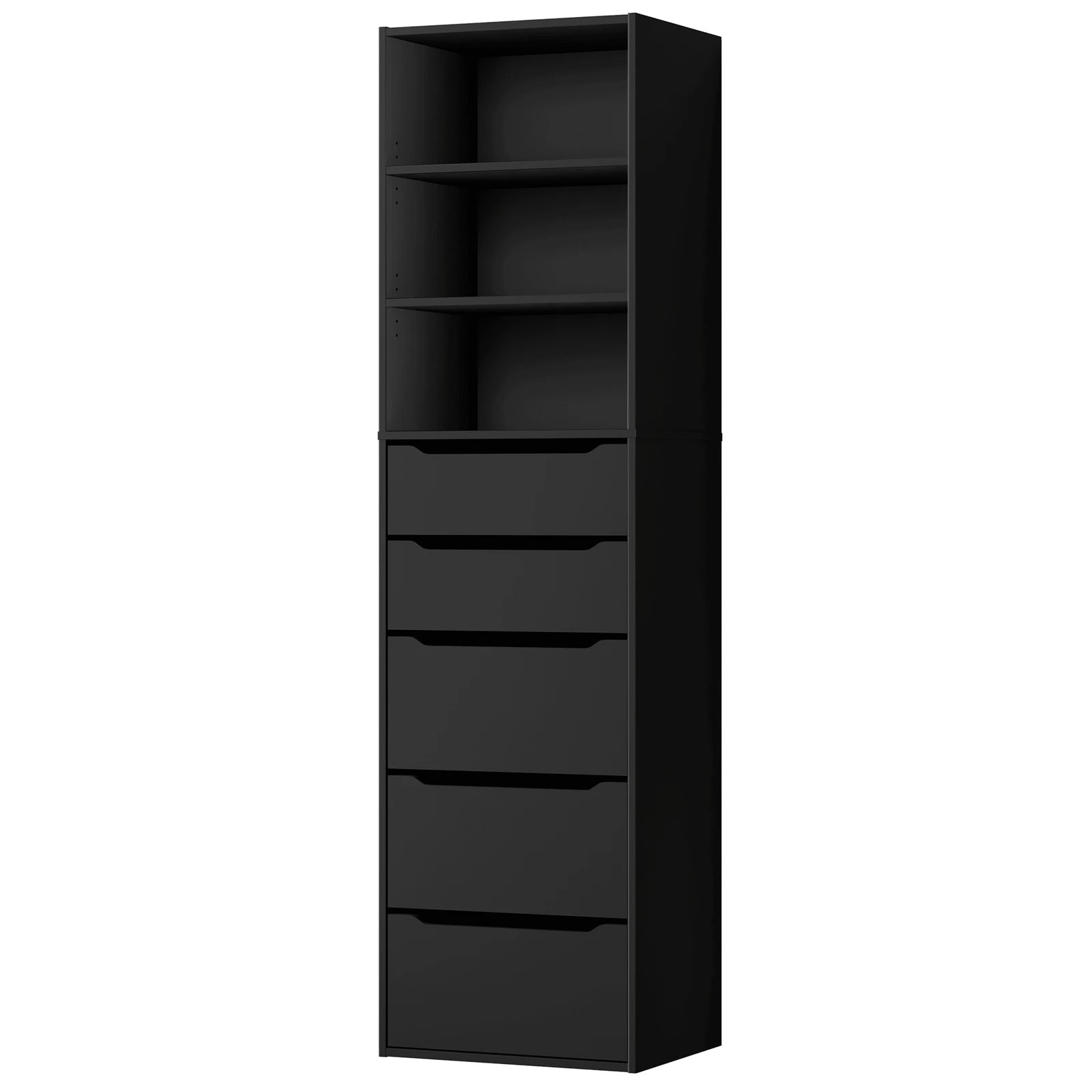 1 Alfordson Chest of 5 Drawers Office Storage Cabinet Tallboy Bedroom - Black, 1 of 10